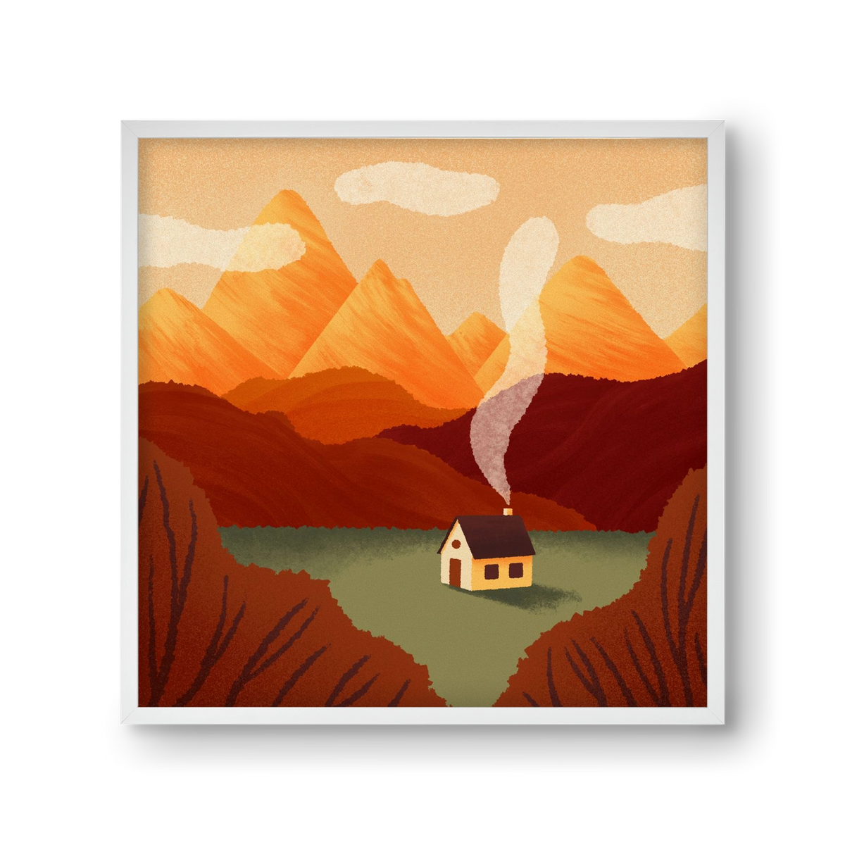 Mountain, 30x30 cm (30x30 cm), Fehér keret