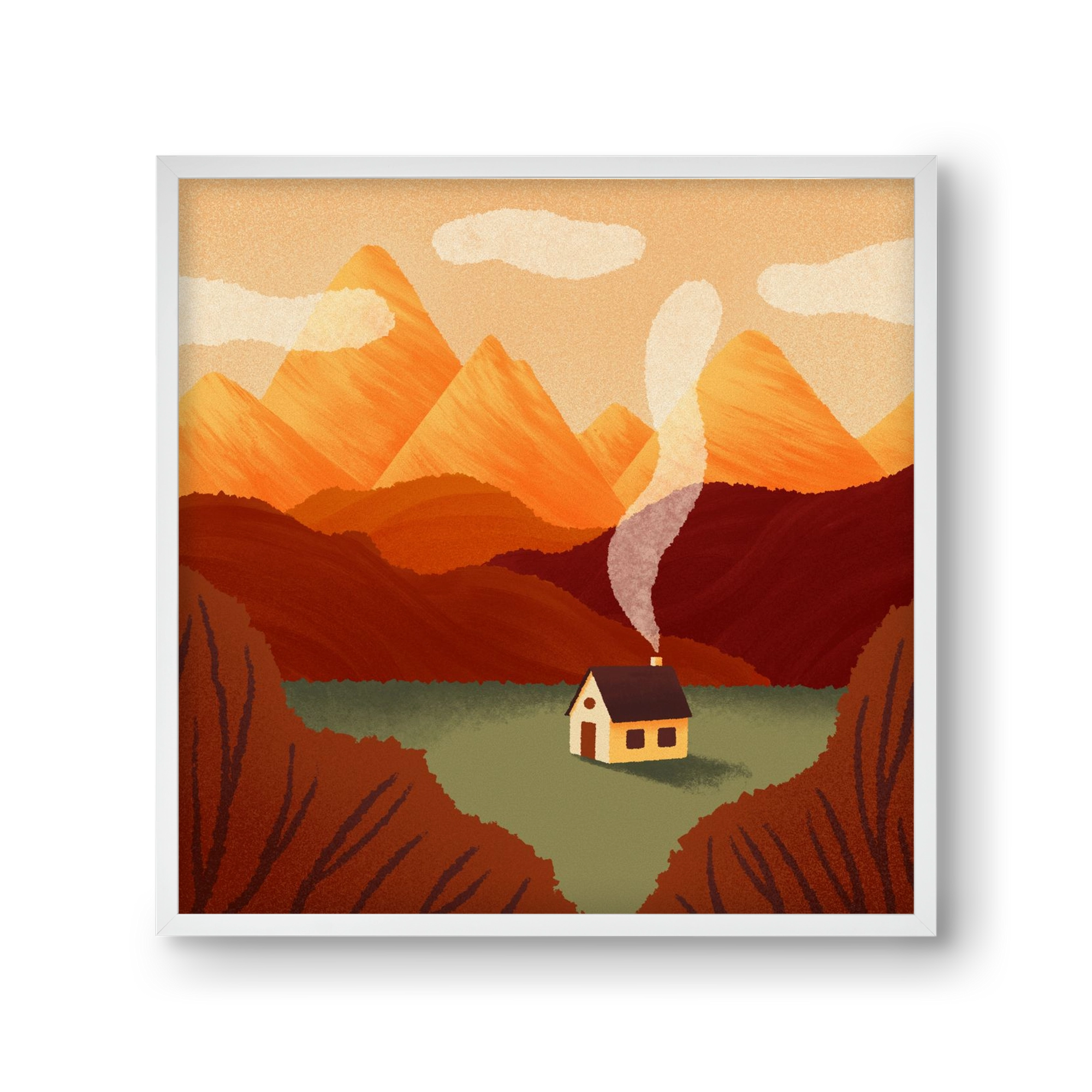 Mountain, 30x30 cm (30x30 cm), Fehér keret