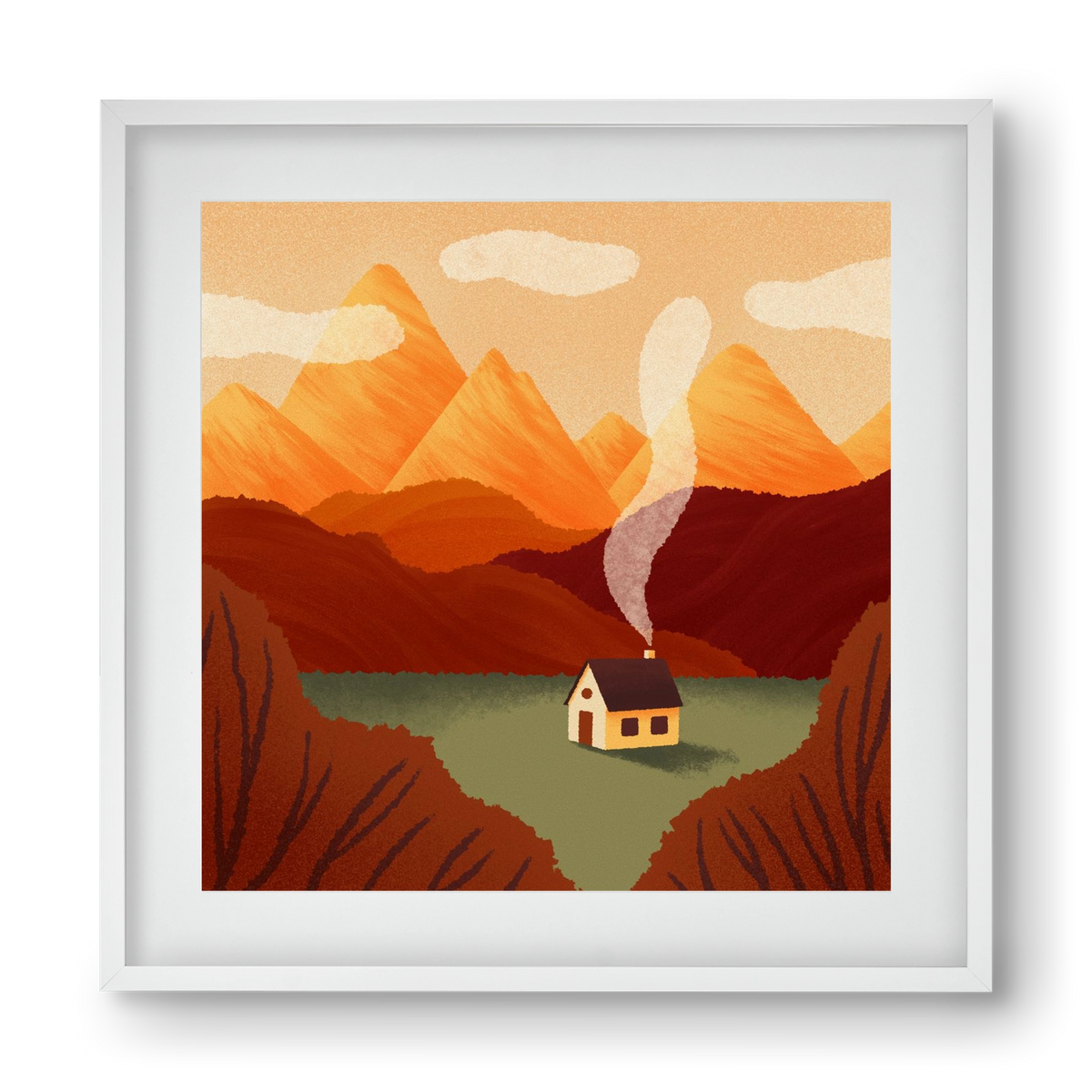 Mountain, 40x40 cm (30x30 cm), Fehér keret, paszpartuval