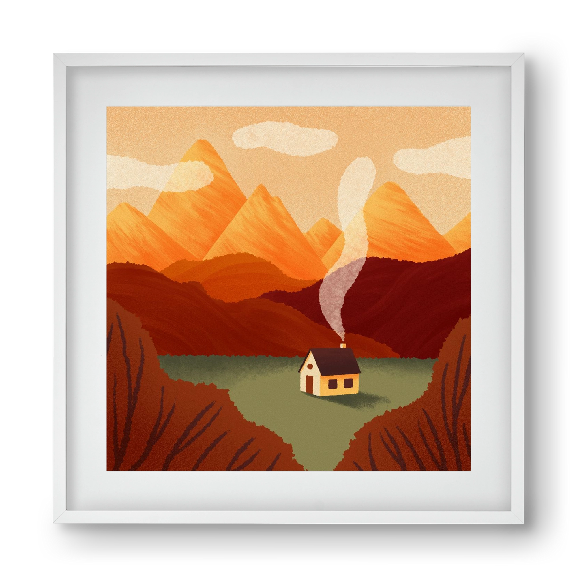 Mountain, 40x40 cm (30x30 cm), Fehér keret, paszpartuval