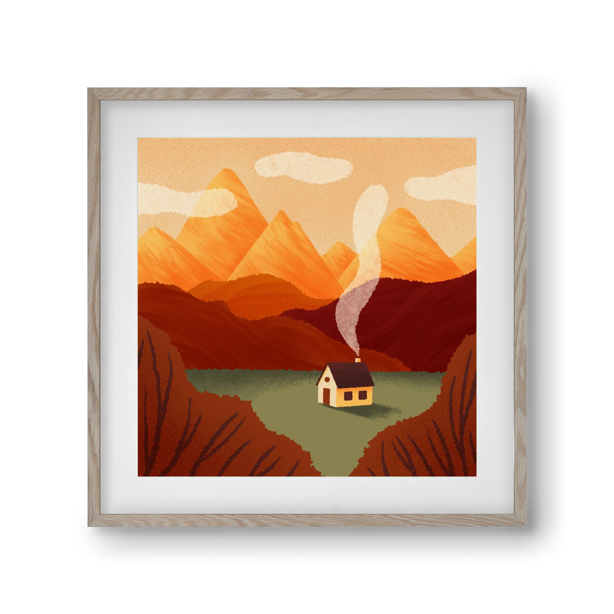 Mountain, 30x30 cm (20x20 cm), Tölgy keret, paszpartuval