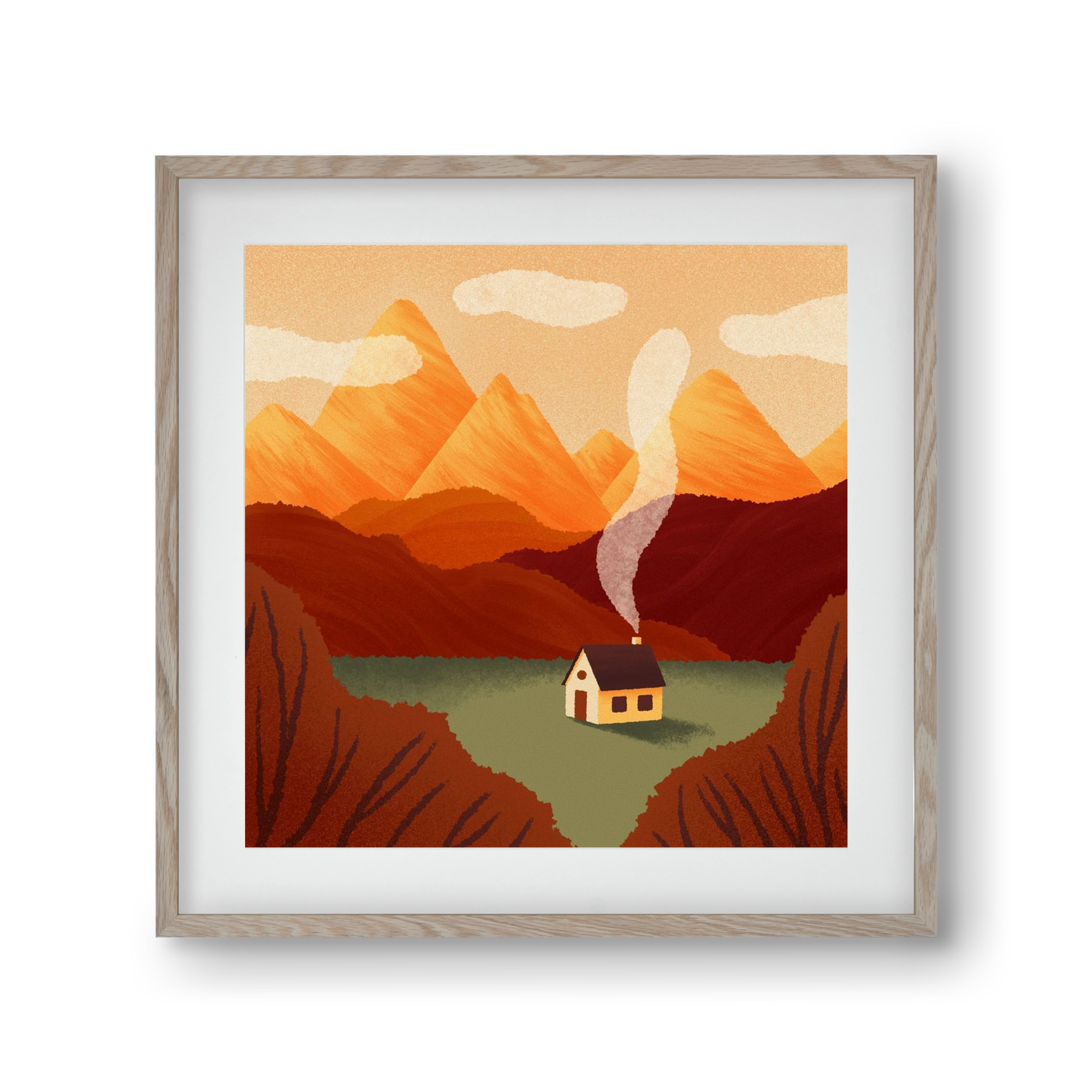 Mountain, 30x30 cm (20x20 cm), Tölgy keret, paszpartuval