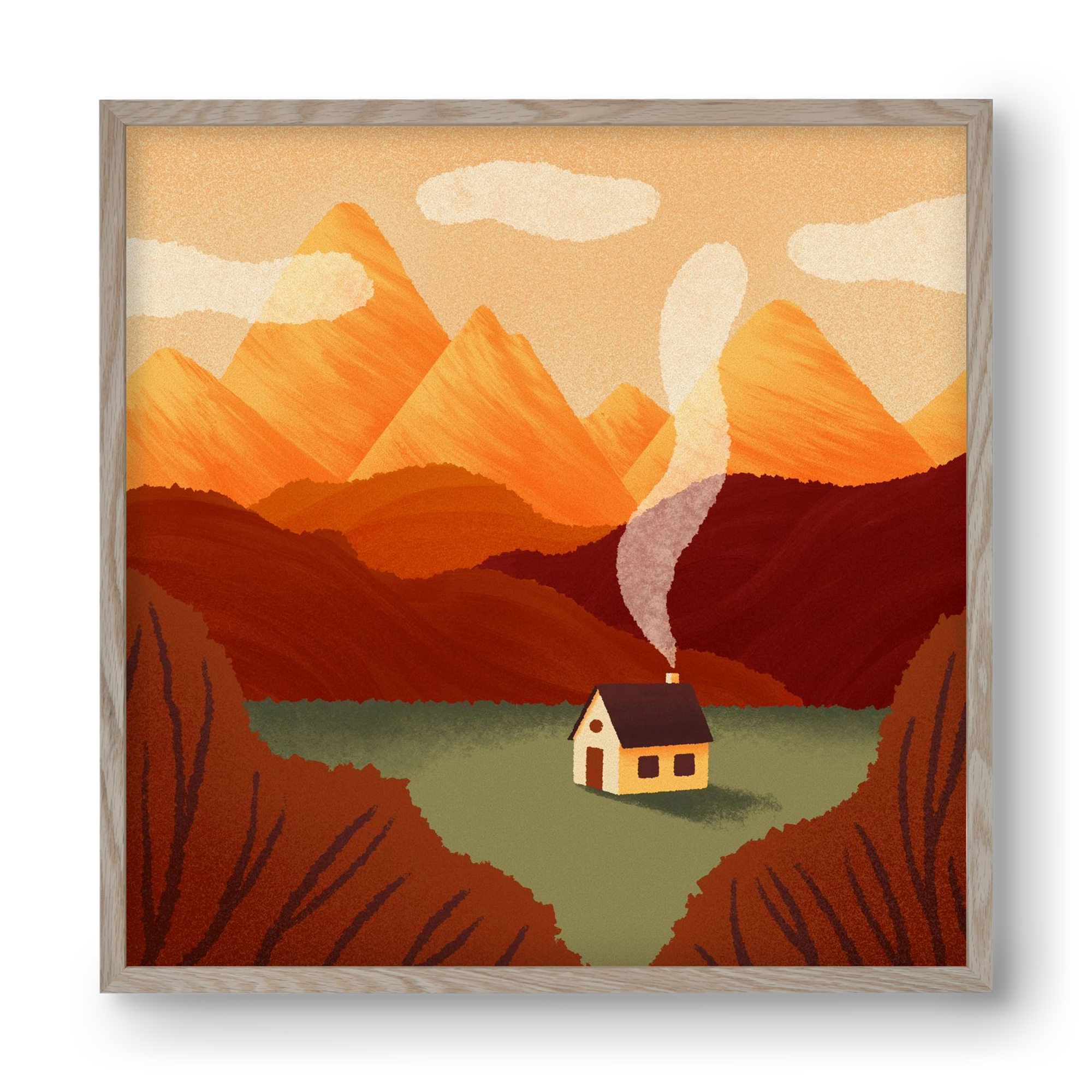 Mountain, 40x40 cm (40x40 cm), Tölgy keret