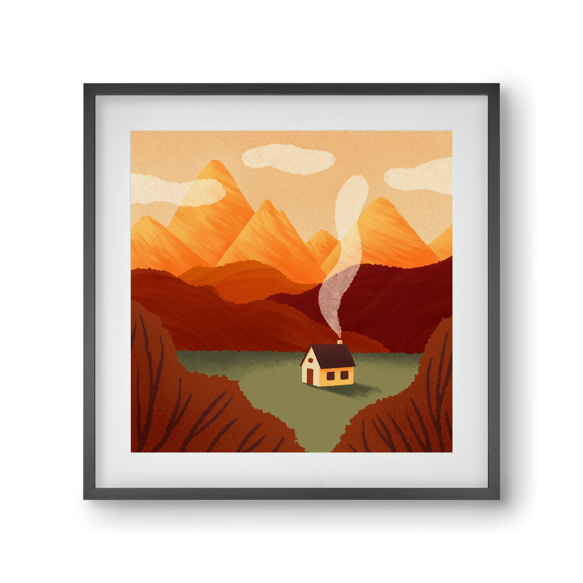 Mountain, 30x30 cm (20x20 cm), Fekete keret, paszpartuval