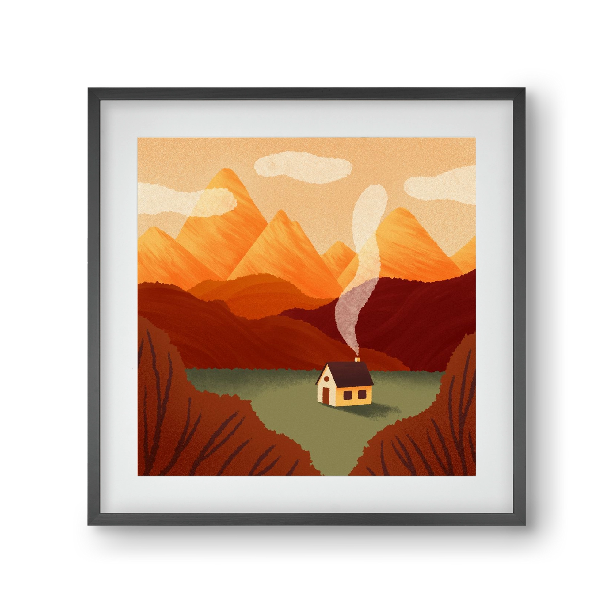 Mountain, 30x30 cm (20x20 cm), Fekete keret, paszpartuval