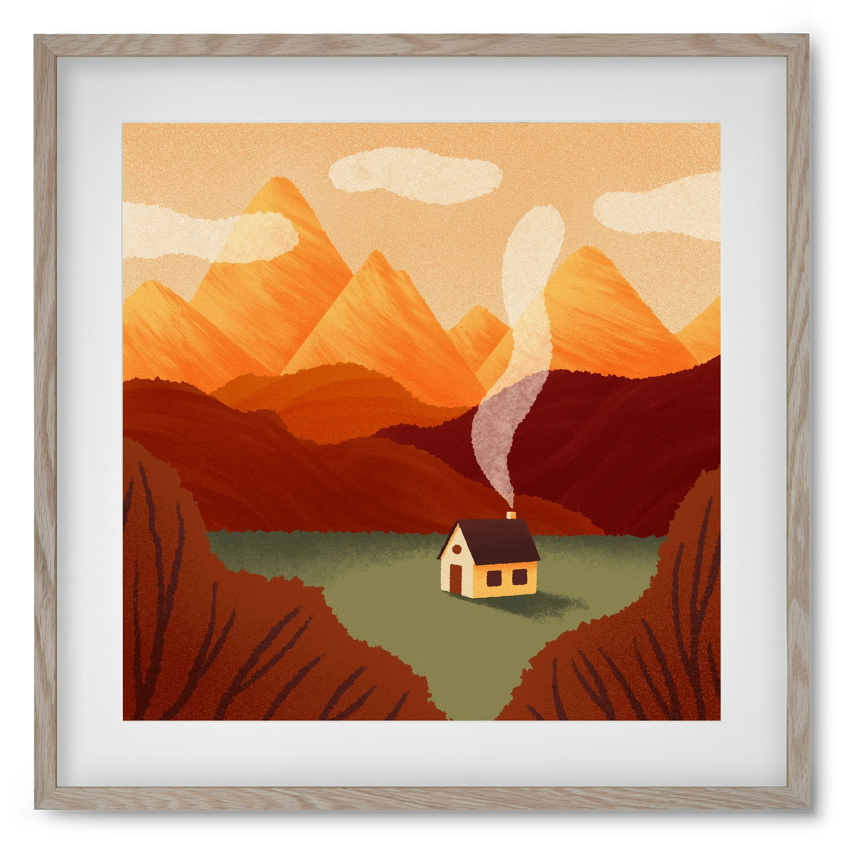 Mountain, 50x50 cm (40x40 cm), Tölgy keret, paszpartuval