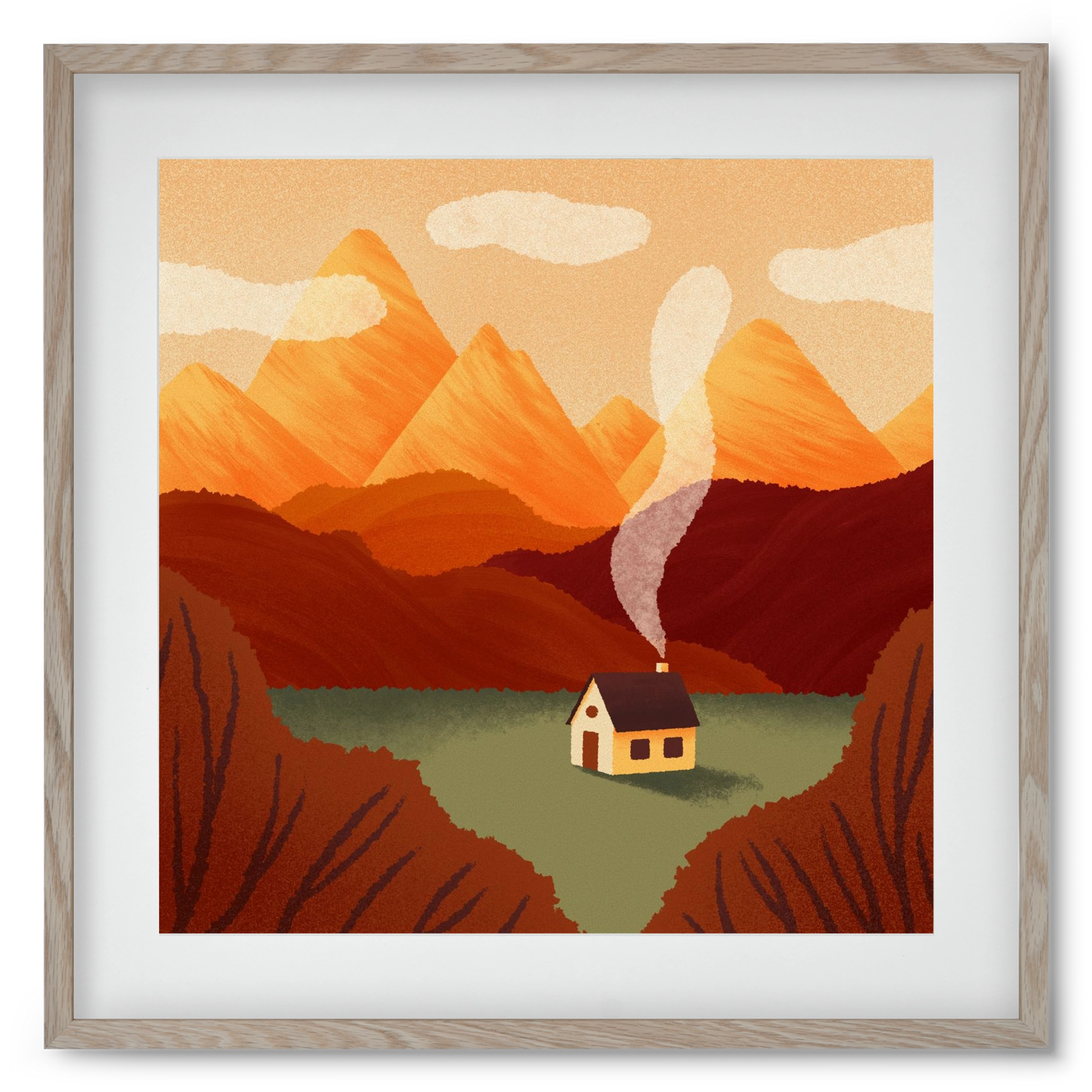 Mountain, 50x50 cm (40x40 cm), Tölgy keret, paszpartuval