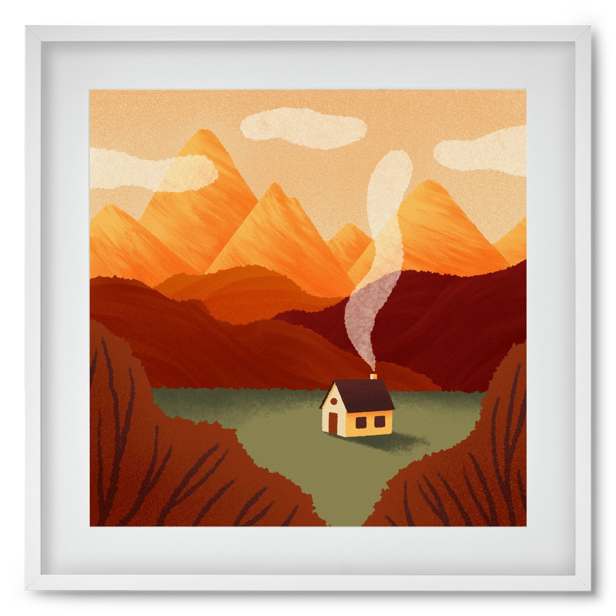 Mountain, 50x50 cm (40x40 cm), Fehér keret, paszpartuval