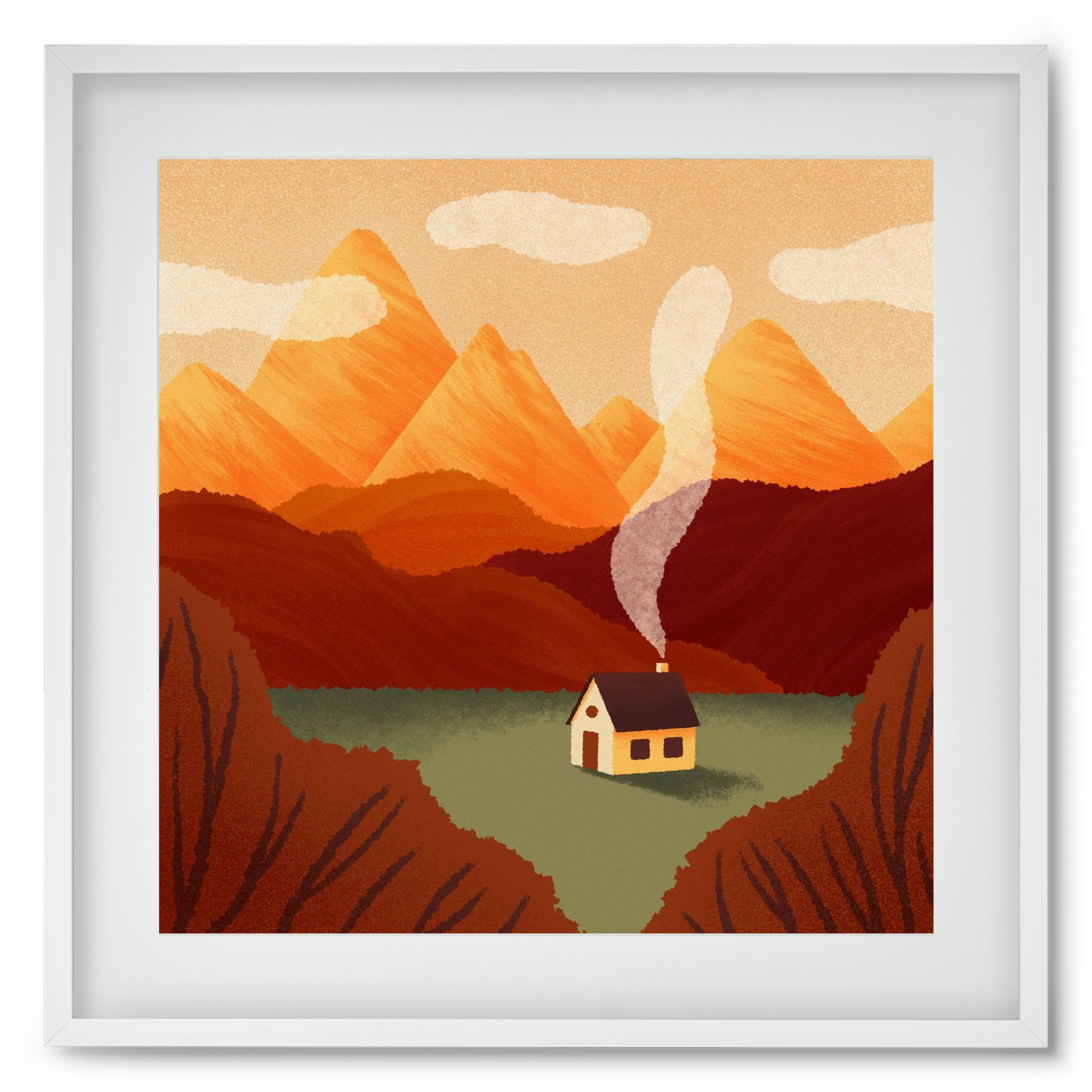 Mountain, 50x50 cm (40x40 cm), Fehér keret, paszpartuval