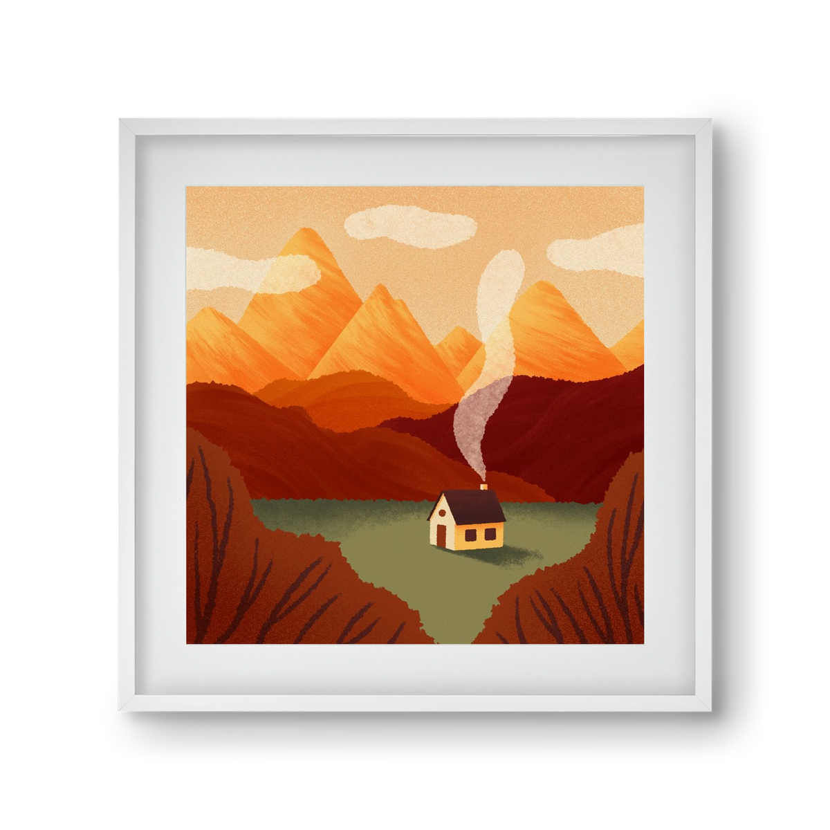 Mountain, 30x30 cm (20x20 cm), Fehér keret, paszpartuval