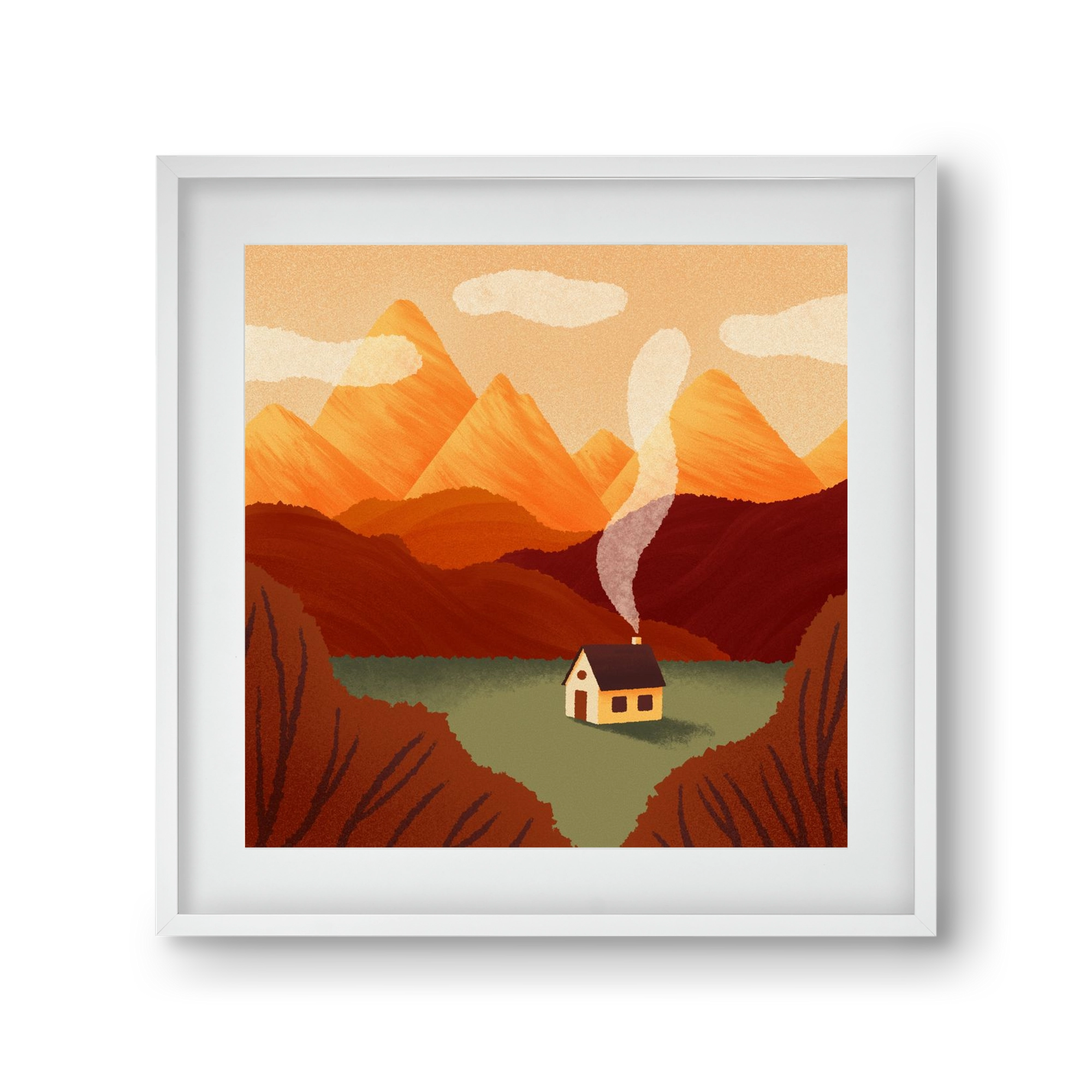 Mountain, 30x30 cm (20x20 cm), Fehér keret, paszpartuval