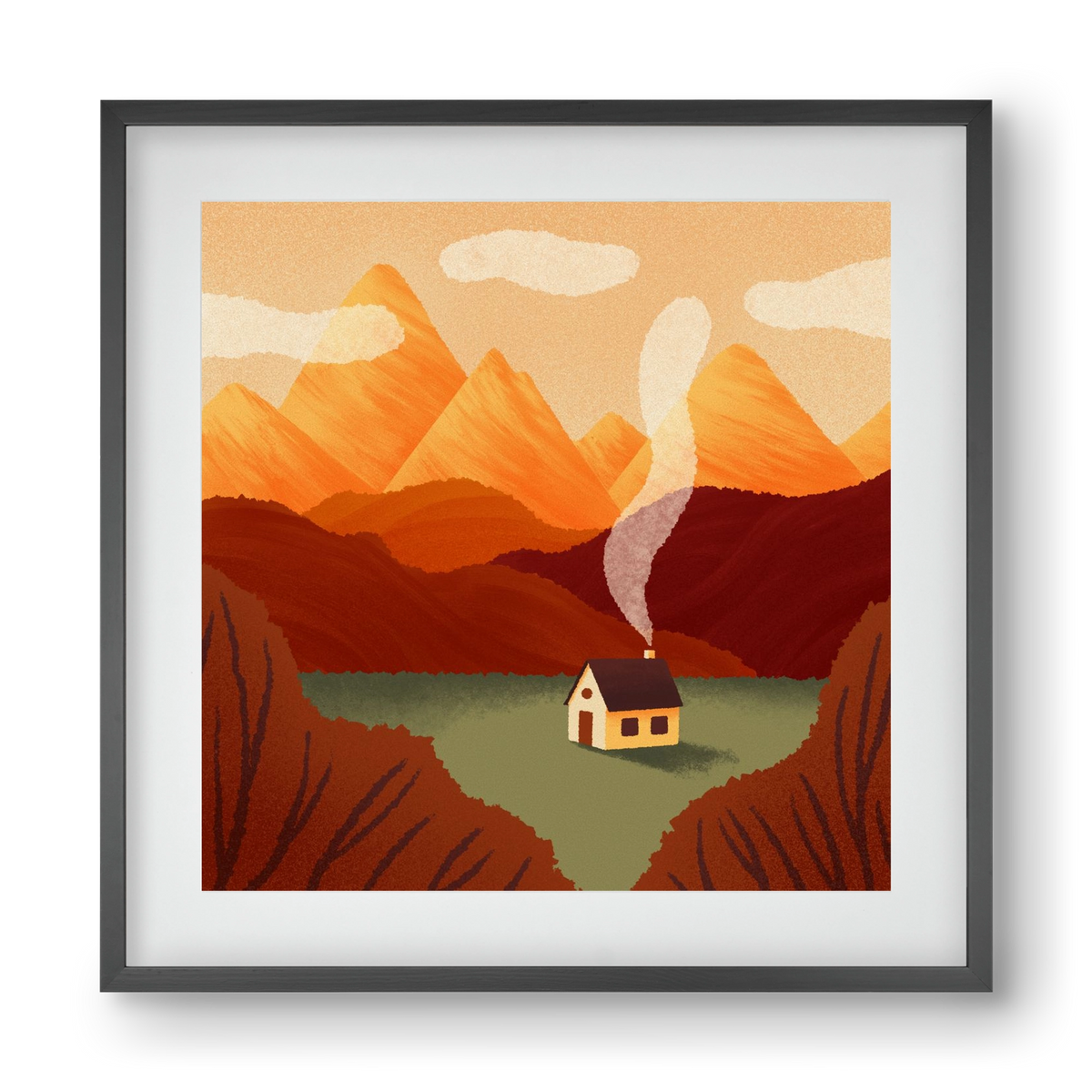 Mountain, 40x40 cm (30x30 cm), Fekete keret, paszpartuval