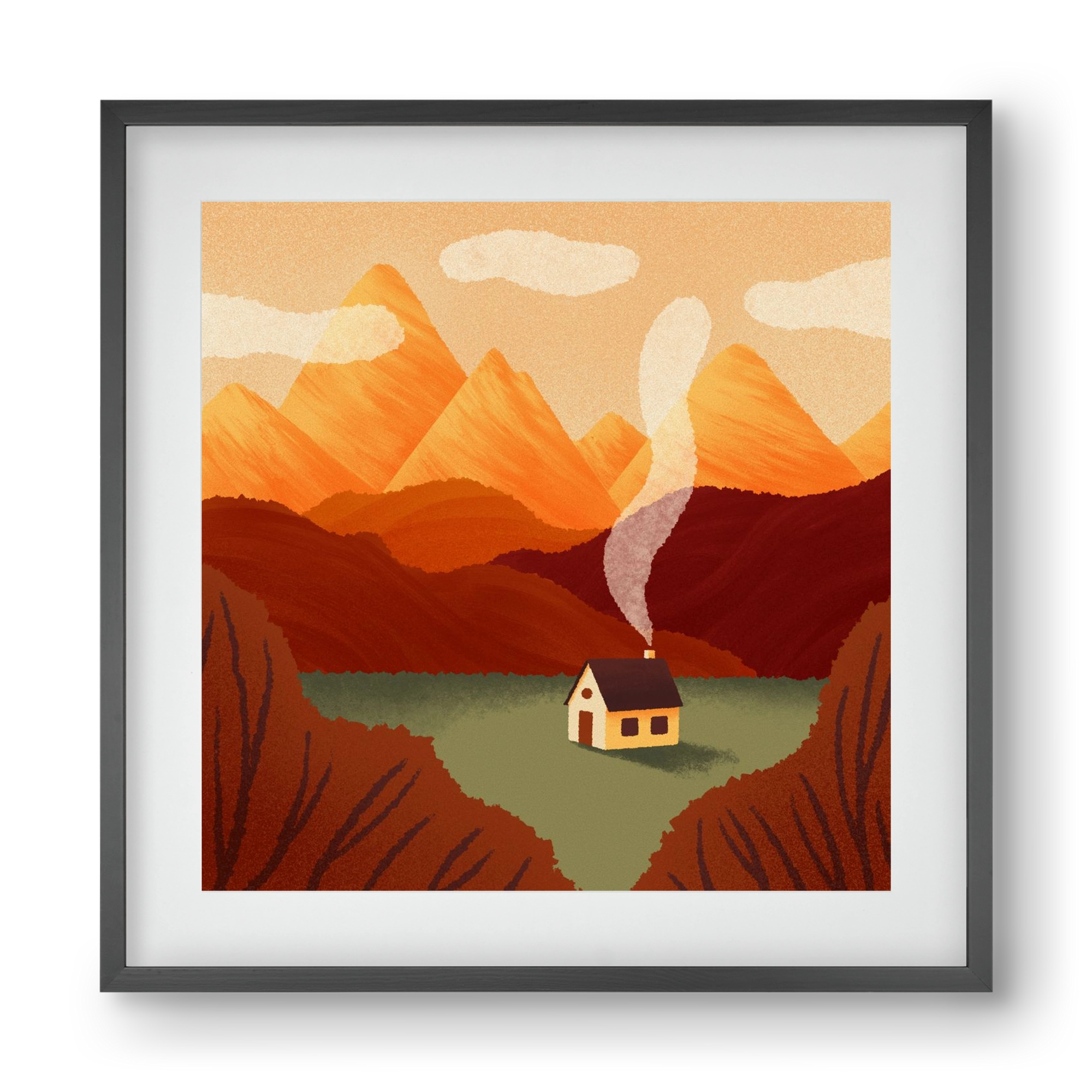 Mountain, 40x40 cm (30x30 cm), Fekete keret, paszpartuval