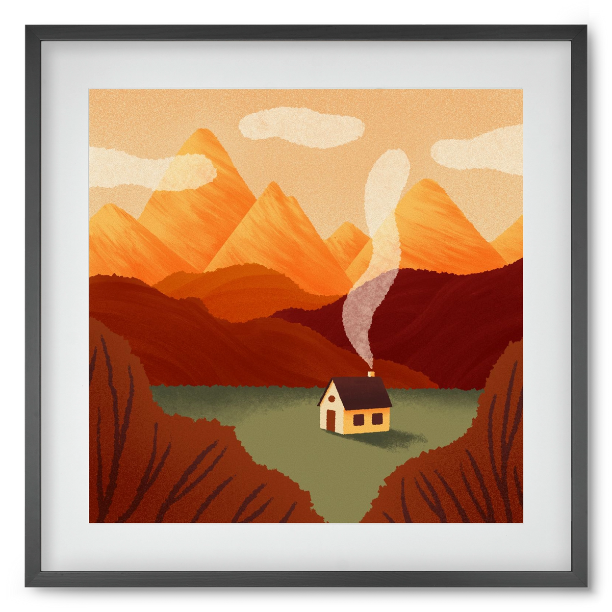 Mountain, 50x50 cm (40x40 cm), Fekete keret, paszpartuval