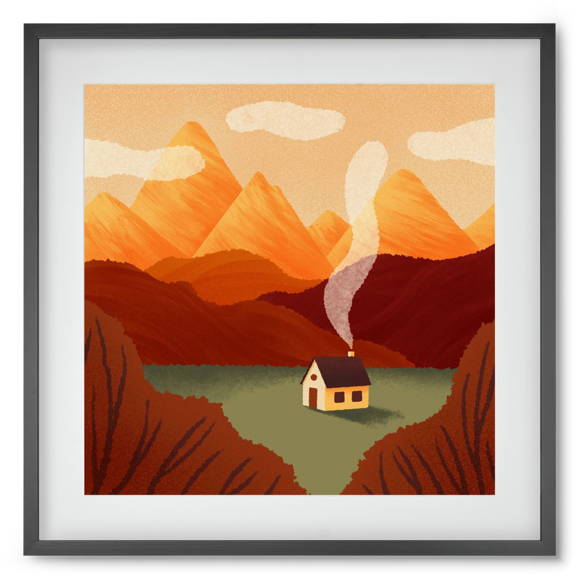 Mountain, 50x50 cm (40x40 cm), Fekete keret, paszpartuval