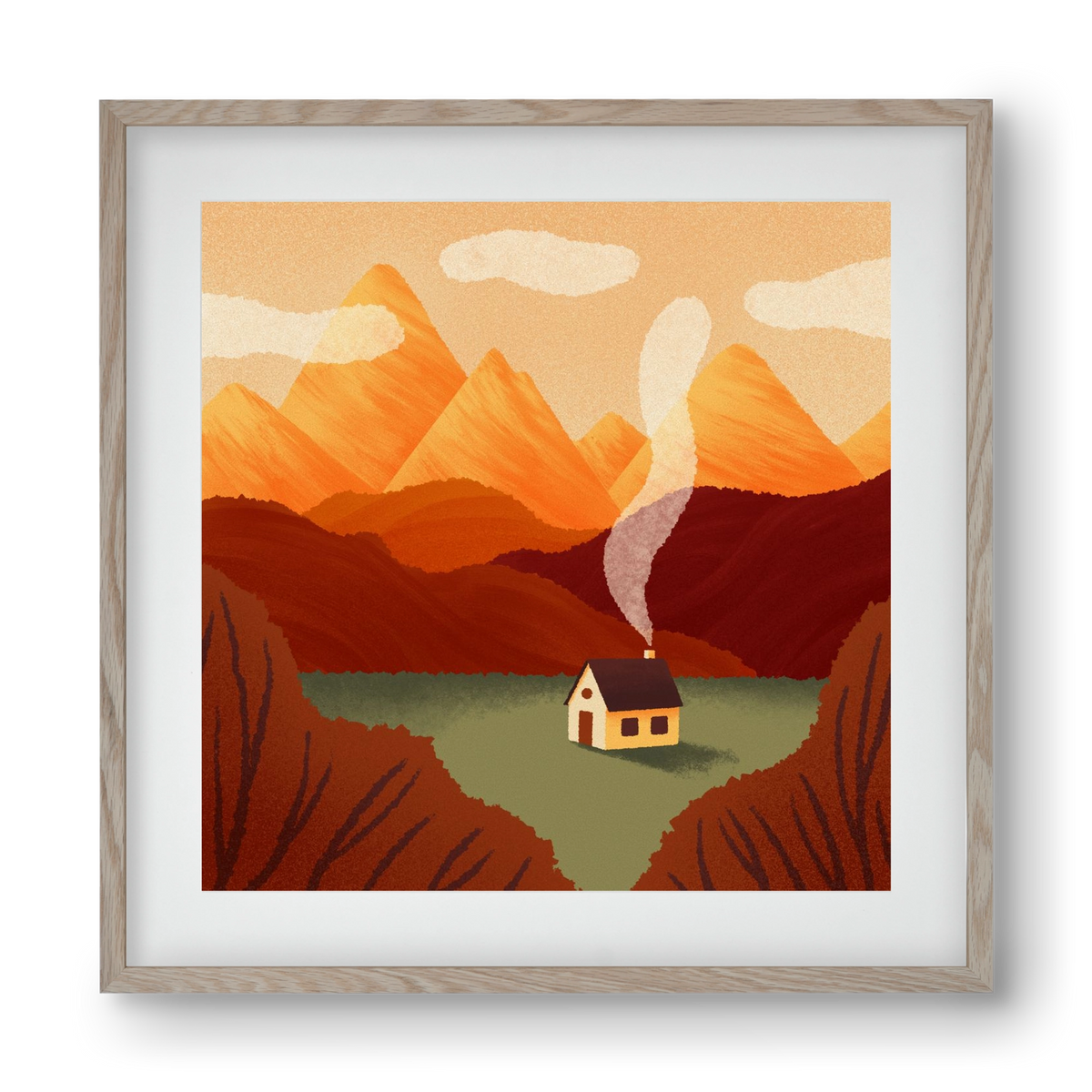 Mountain, 40x40 cm (30x30 cm), Tölgy keret, paszpartuval