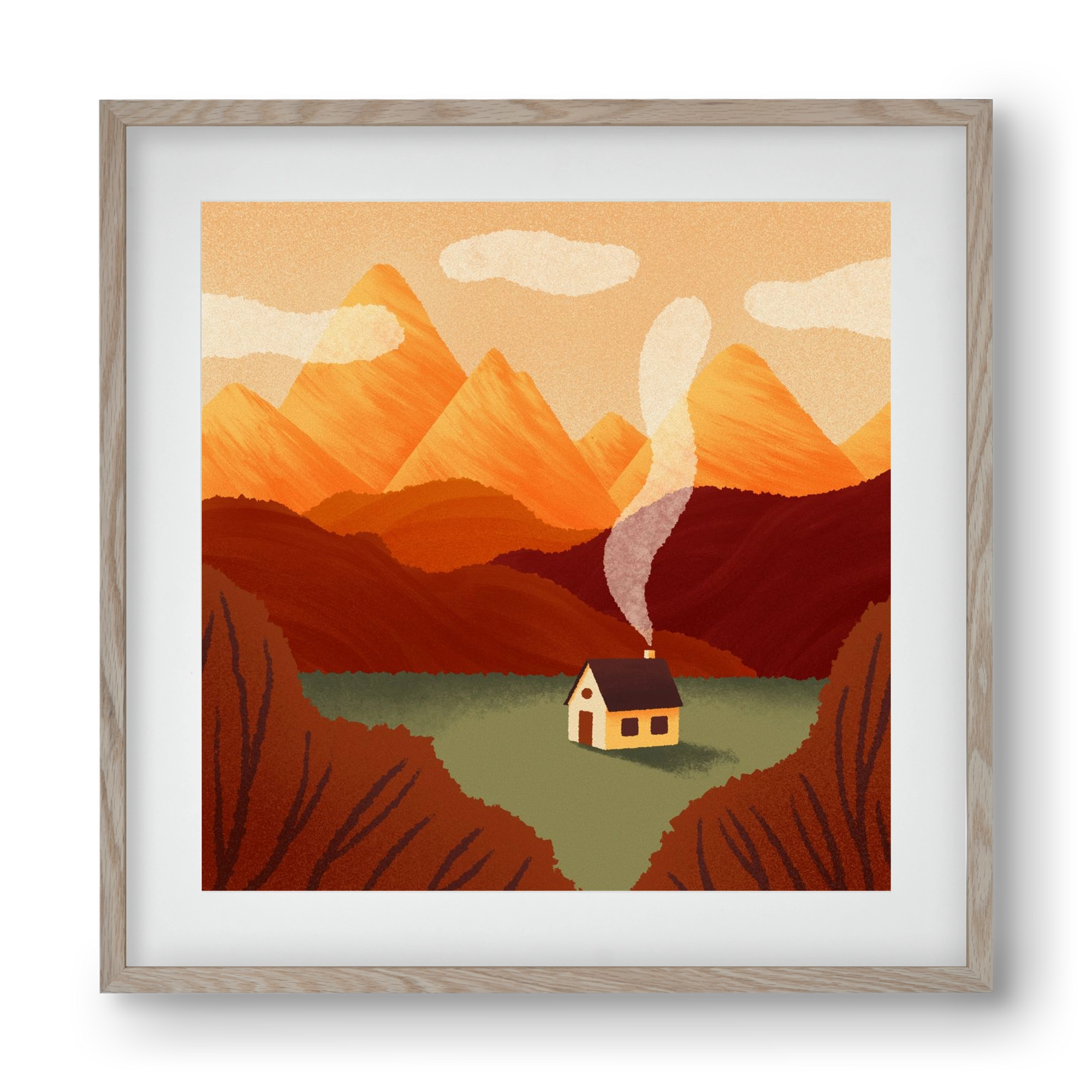 Mountain, 40x40 cm (30x30 cm), Tölgy keret, paszpartuval