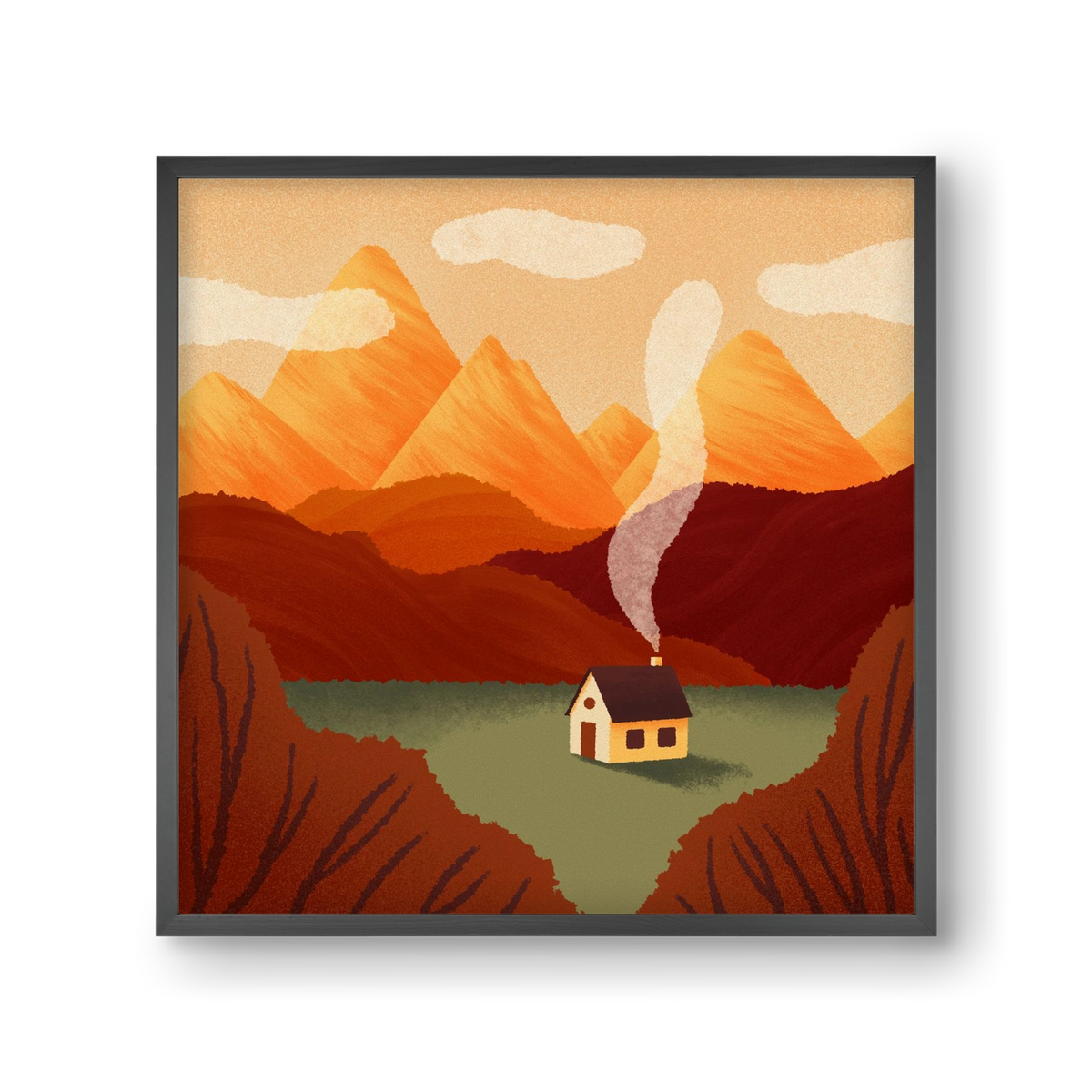 Mountain, 30x30 cm (30x30 cm), Fekete keret