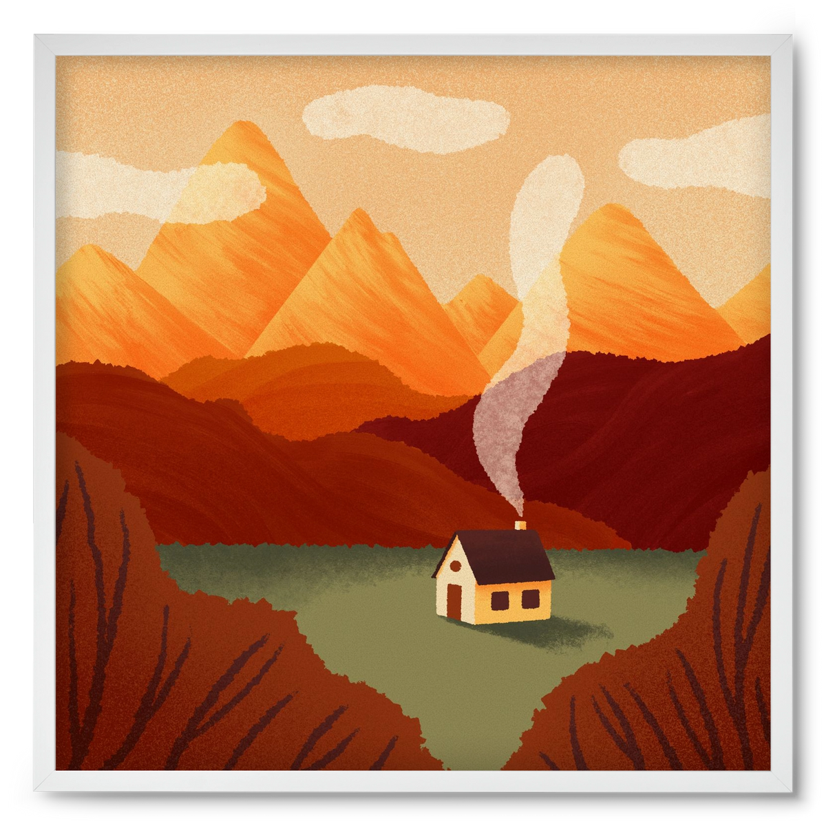 Mountain, 50x50 cm (50x50 cm), Fehér keret