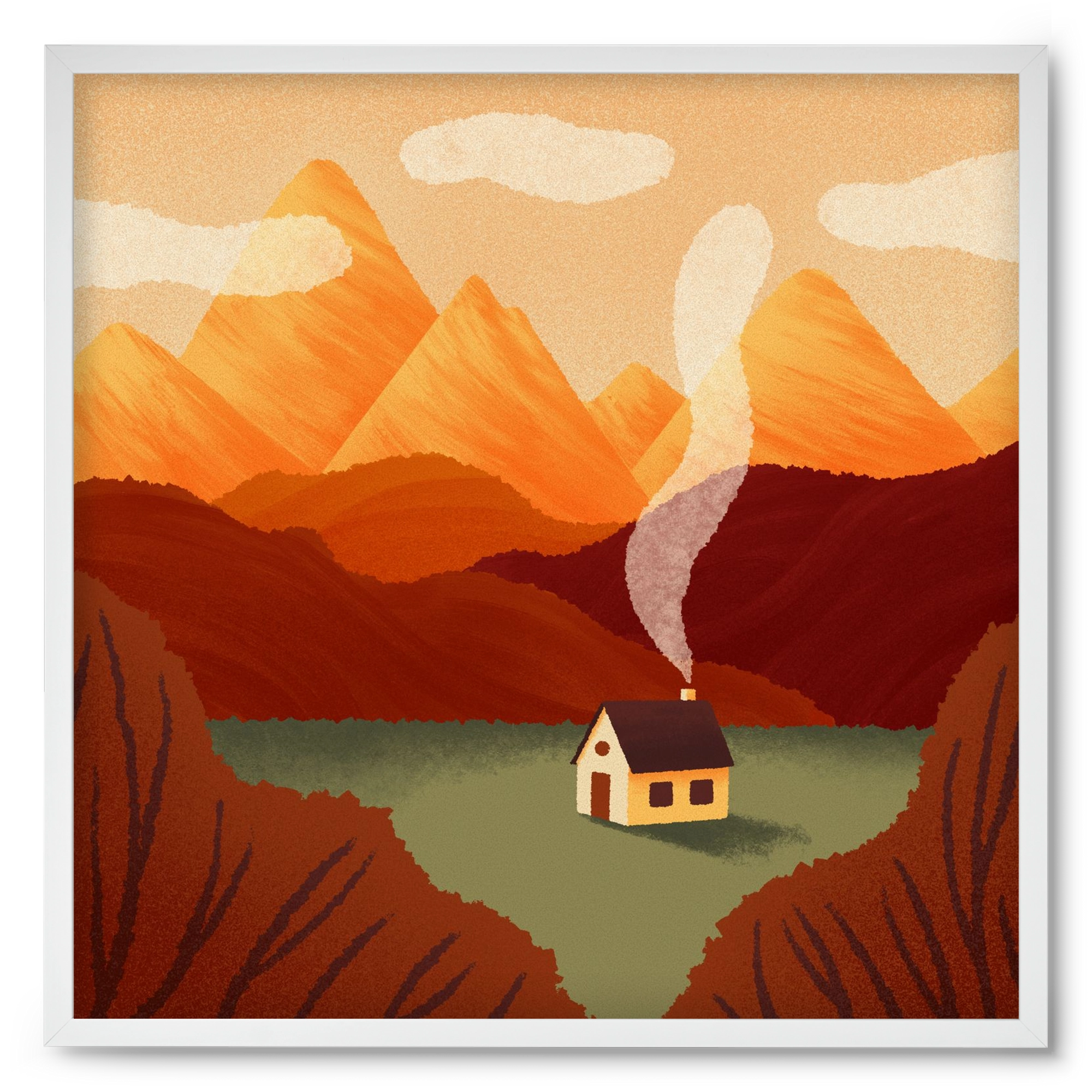 Mountain, 50x50 cm (50x50 cm), Fehér keret