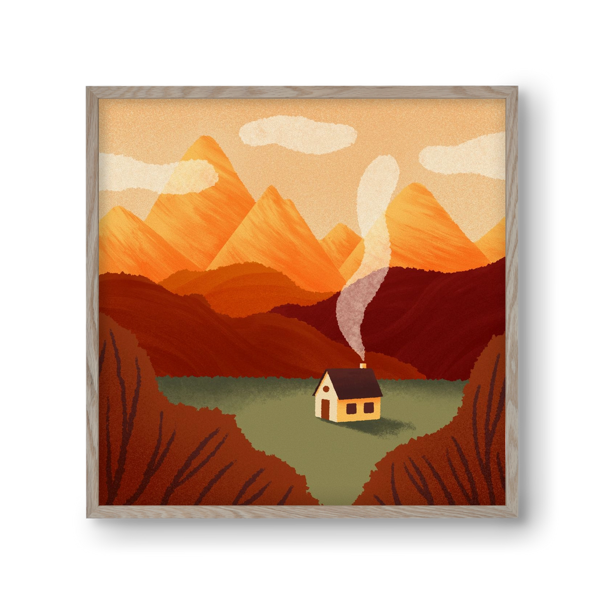 Mountain, 30x30 cm (30x30 cm), Tölgy keret