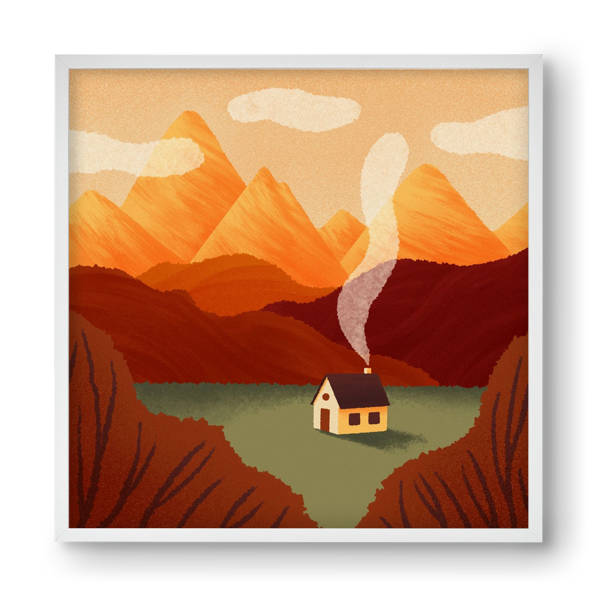 Mountain, 40x40 cm (40x40 cm), Fehér keret