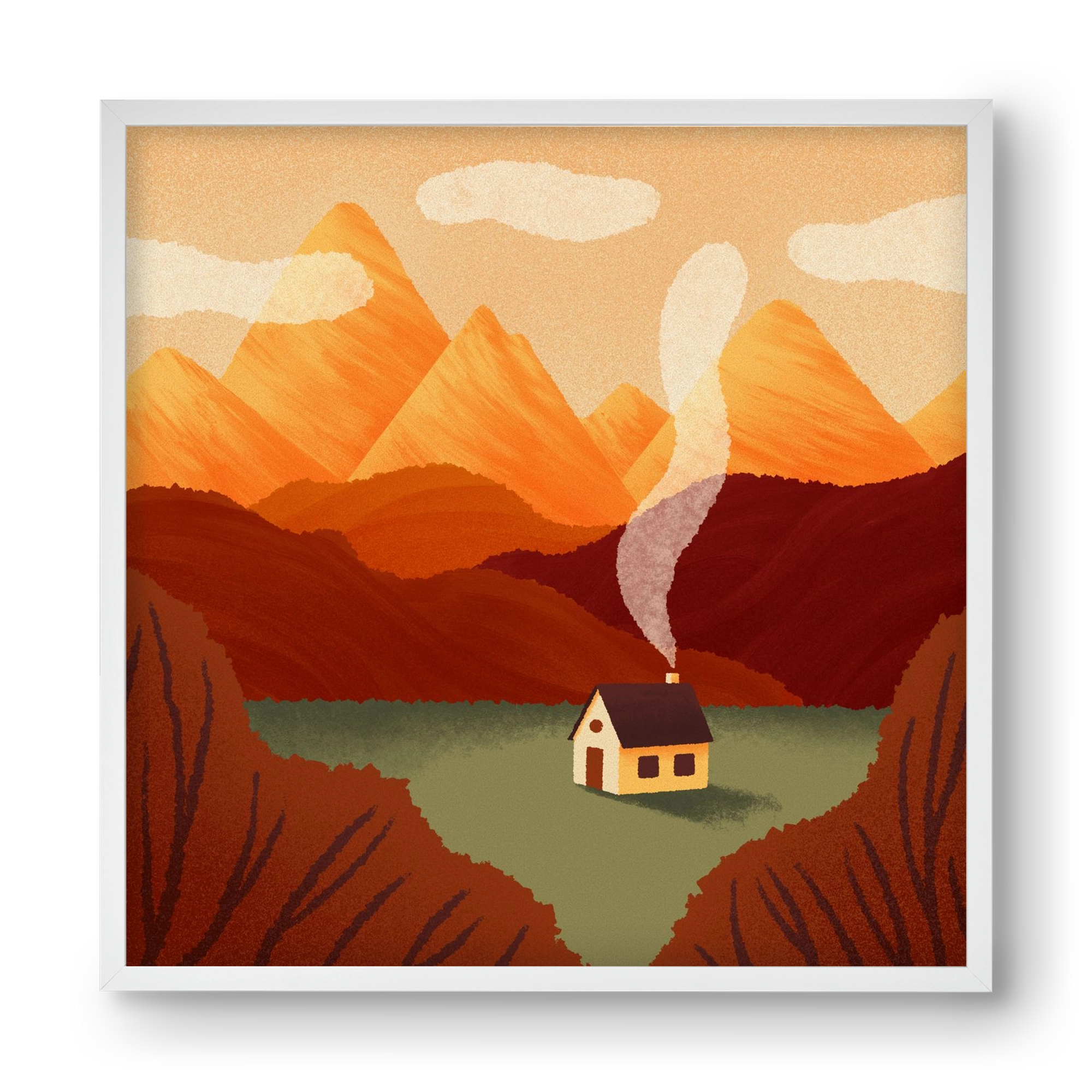 Mountain, 40x40 cm (40x40 cm), Fehér keret