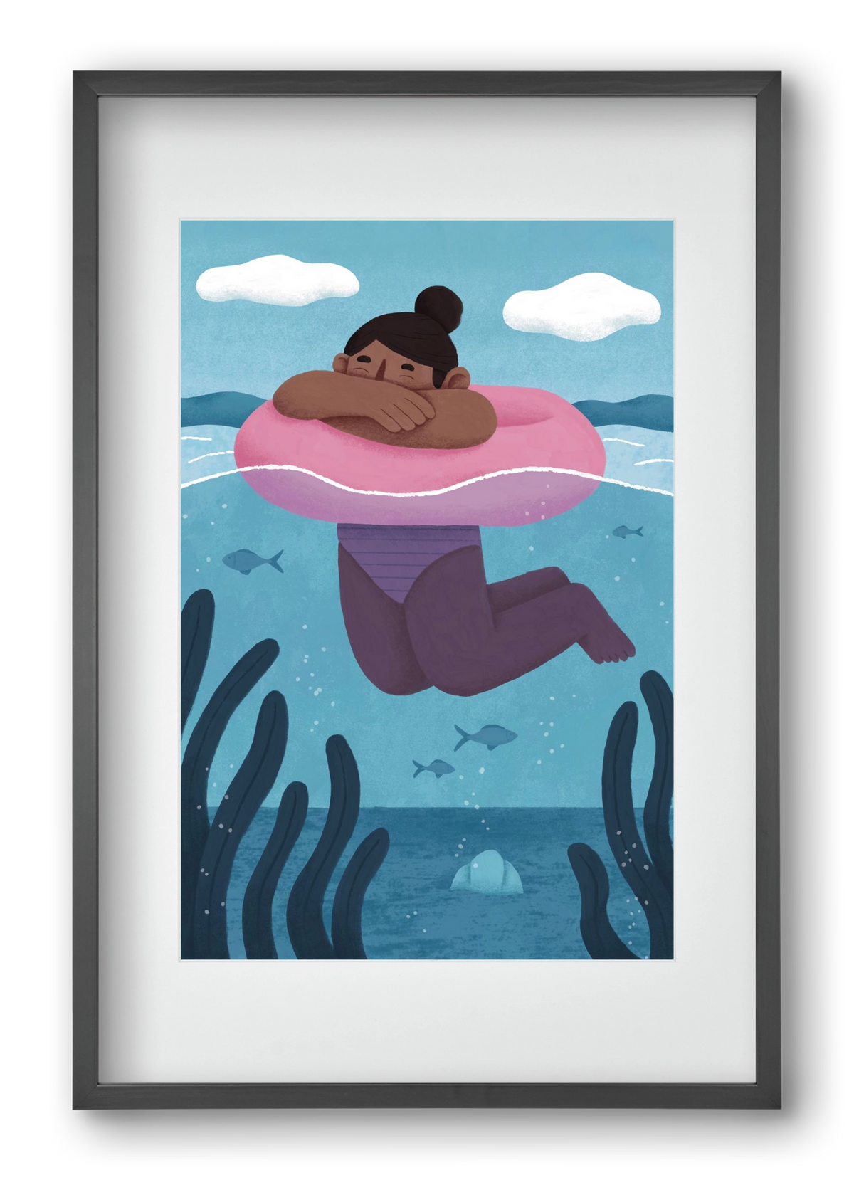 Nyár, 40x60 cm (30x45 cm), Fekete keret, paszpartuval