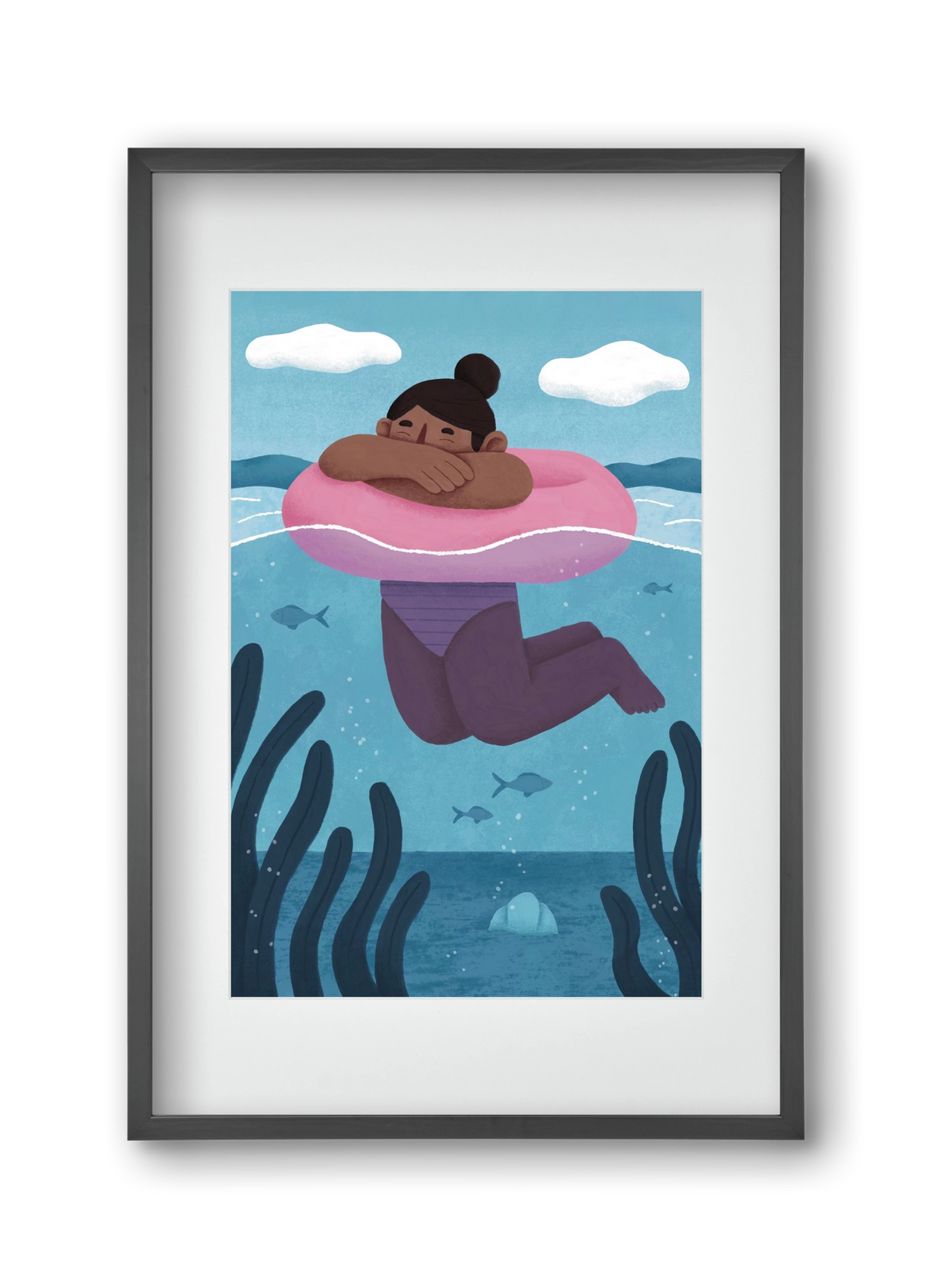 Nyár, 30x45 cm (20x30 cm), Fekete keret, paszpartuval