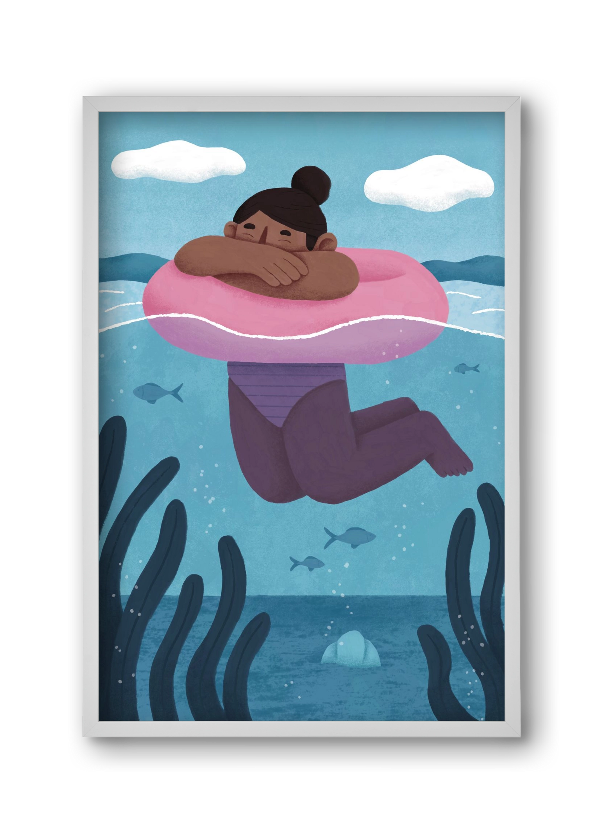 Nyár, 30x45 cm (30x45 cm), Fehér keret