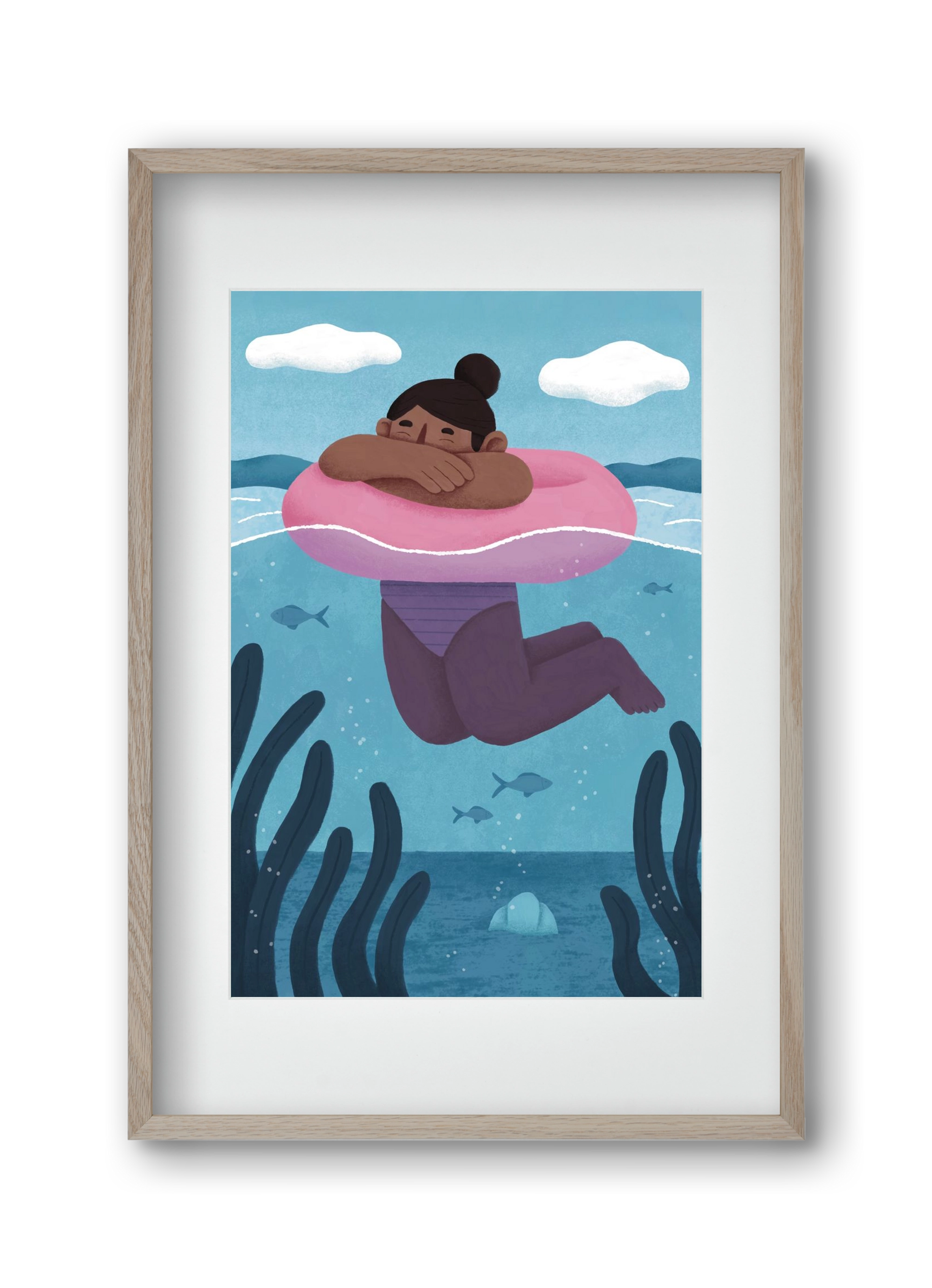 Nyár, 30x45 cm (20x30 cm), Tölgy keret, paszpartuval