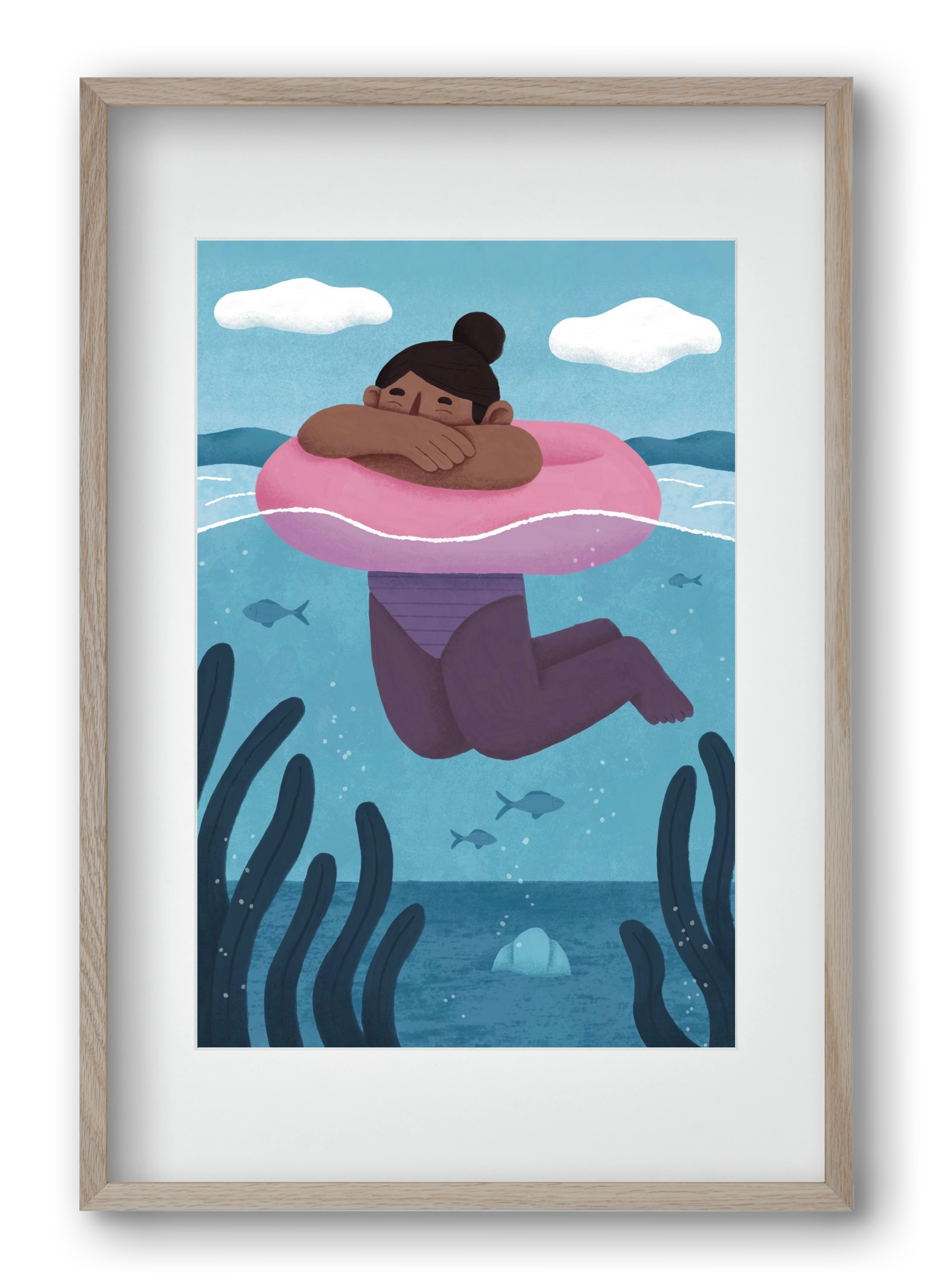 Nyár, 40x60 cm (30x45 cm), Tölgy keret, paszpartuval