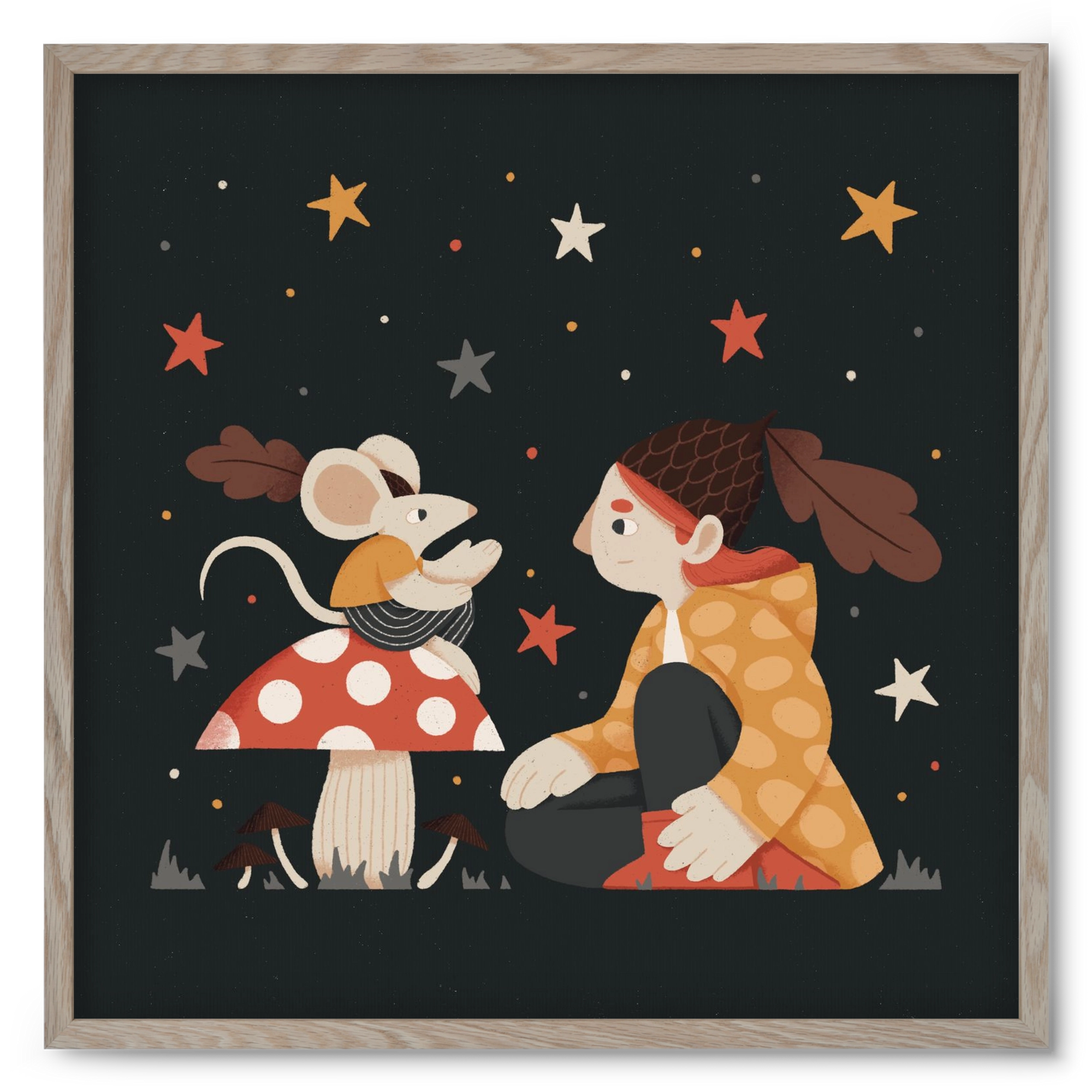 Mese, 50x50 cm (50x50 cm), Tölgy keret