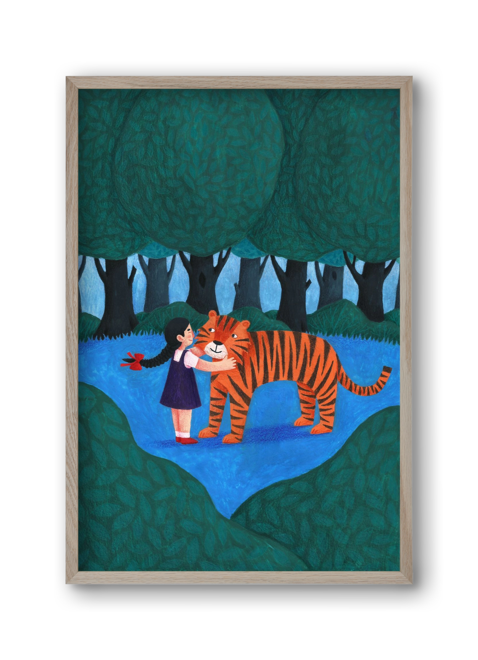 A kislány, aki mindenkit szeretett - Tigris, 30x45 cm (30x45 cm), Tölgy keret