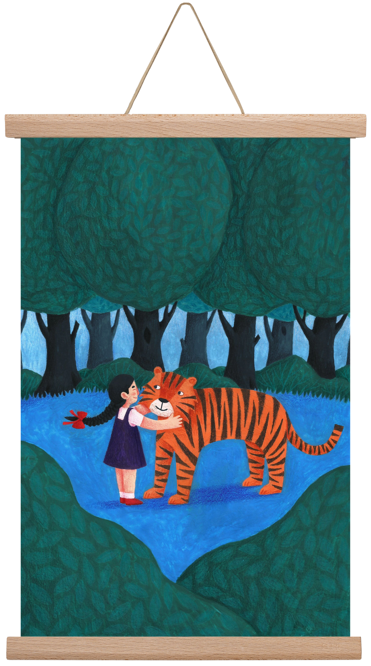 A kislány, aki mindenkit szeretett - Tigris, 30x45 cm (30x45 cm), Tölgy akasztó