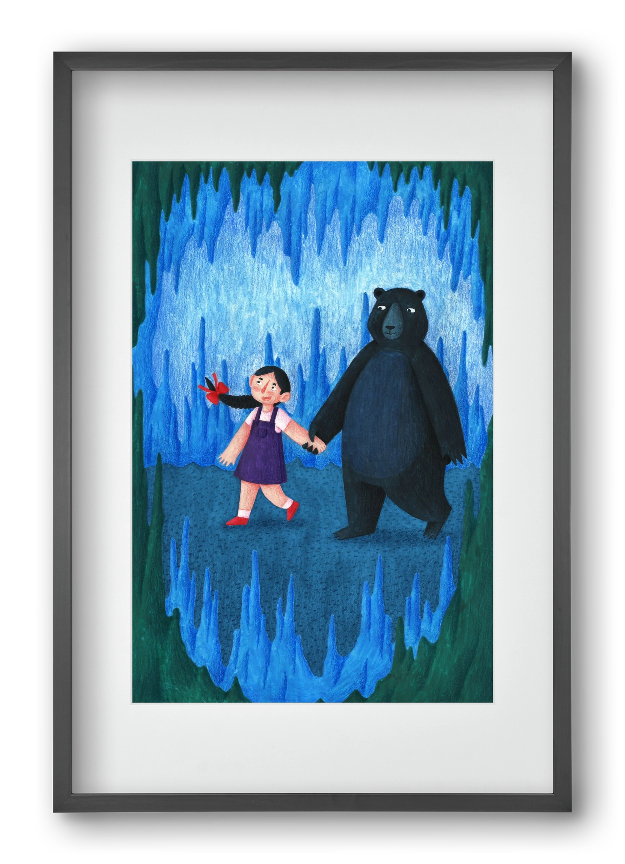 A kislány, aki mindenkit szeretett - Medve, 40x60 cm (30x45 cm), Fekete keret, paszpartuval