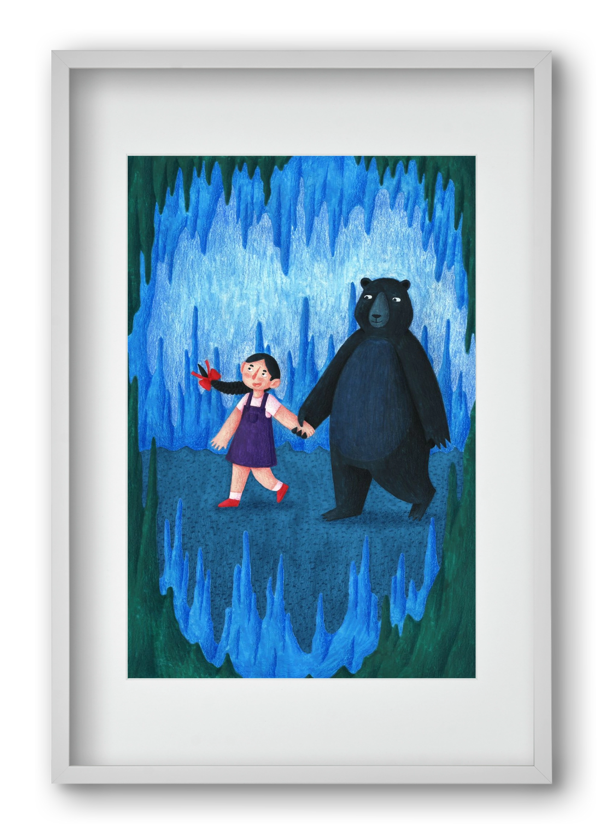 A kislány, aki mindenkit szeretett - Medve, 40x60 cm (30x45 cm), Fehér keret, paszpartuval