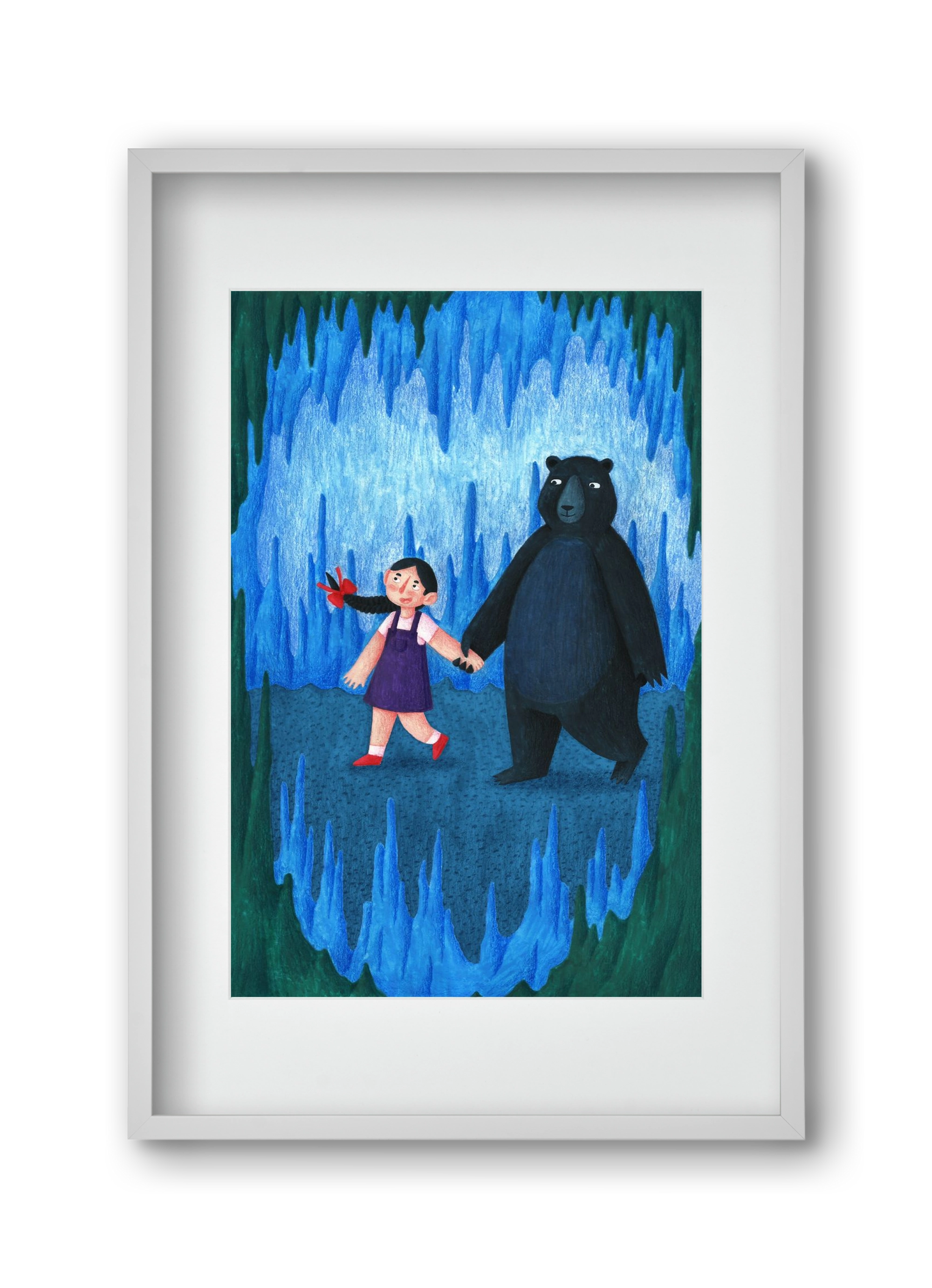 A kislány, aki mindenkit szeretett - Medve, 30x45 cm (20x30 cm), Fehér keret, paszpartuval