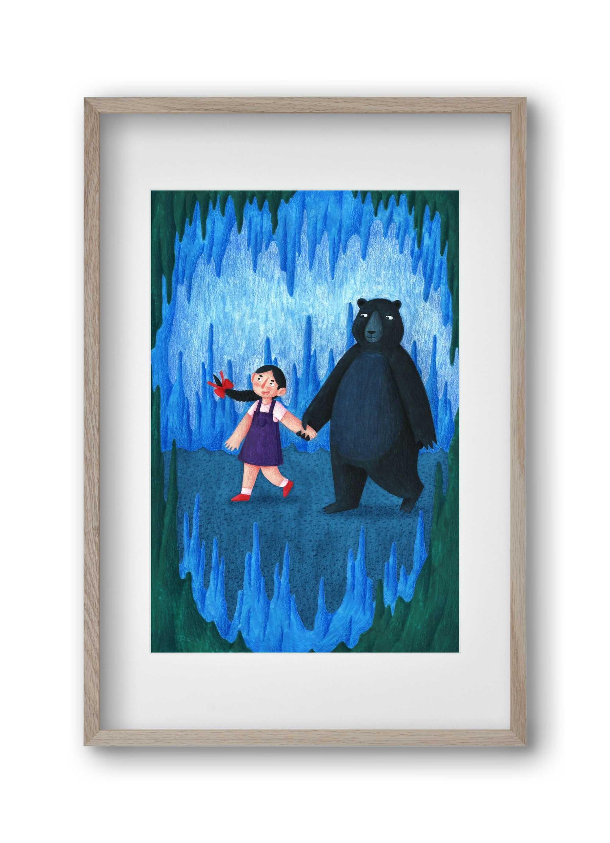 A kislány, aki mindenkit szeretett - Medve, 30x45 cm (20x30 cm), Tölgy keret, paszpartuval