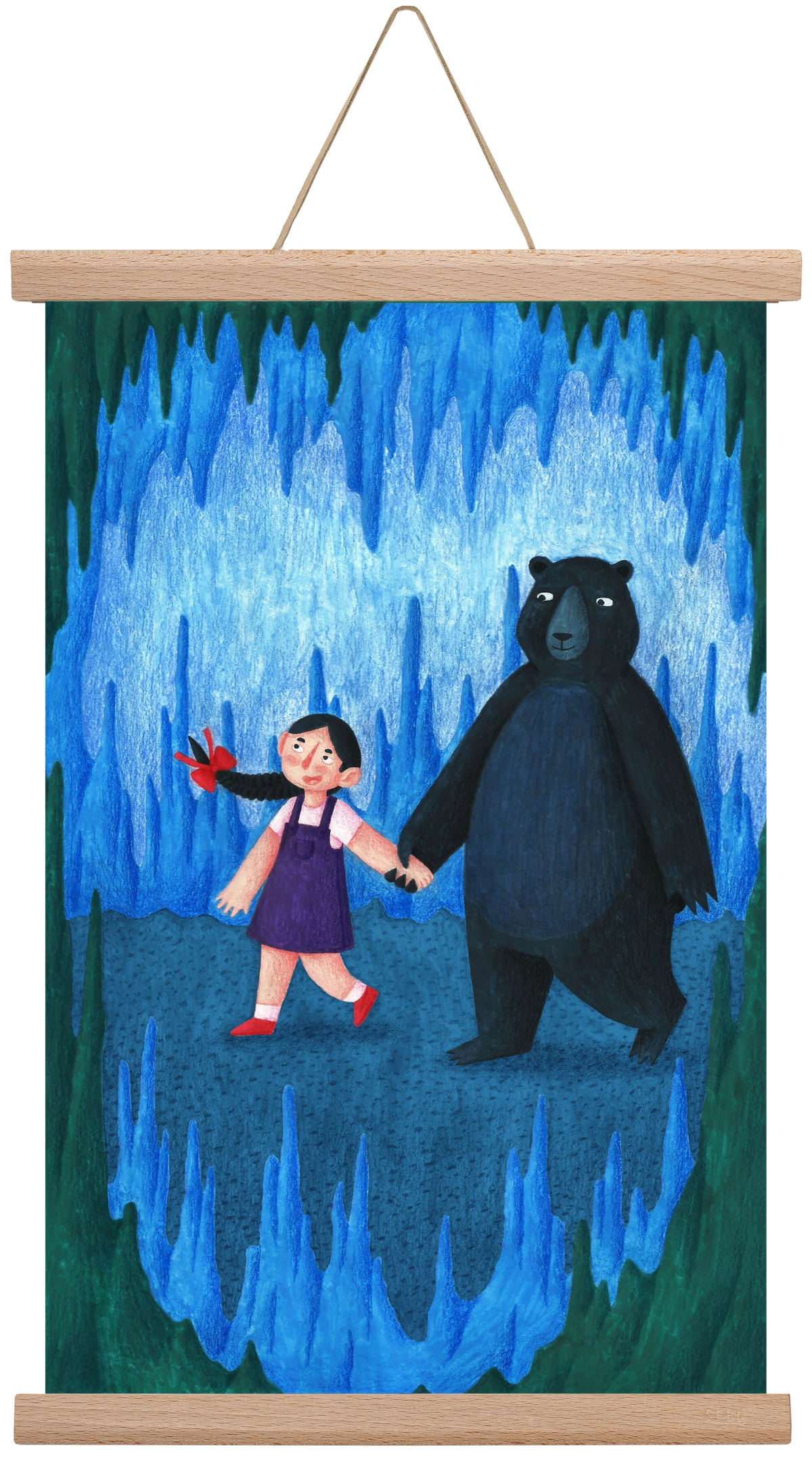 A kislány, aki mindenkit szeretett - Medve, 30x45 cm (30x45 cm), Tölgy akasztó