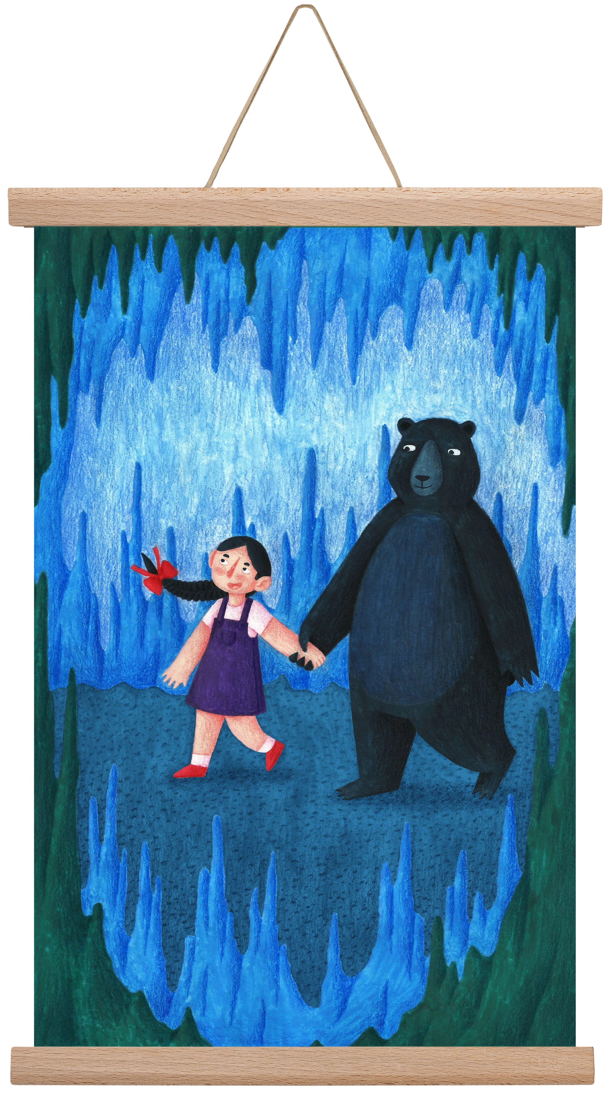 A kislány, aki mindenkit szeretett - Medve, 30x45 cm (30x45 cm), Tölgy akasztó