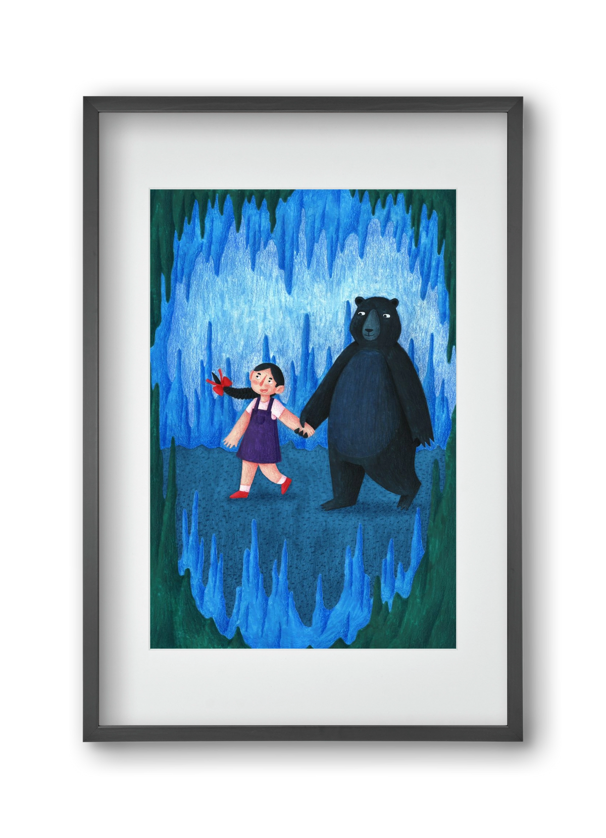 A kislány, aki mindenkit szeretett - Medve, 30x45 cm (20x30 cm), Fekete keret, paszpartuval