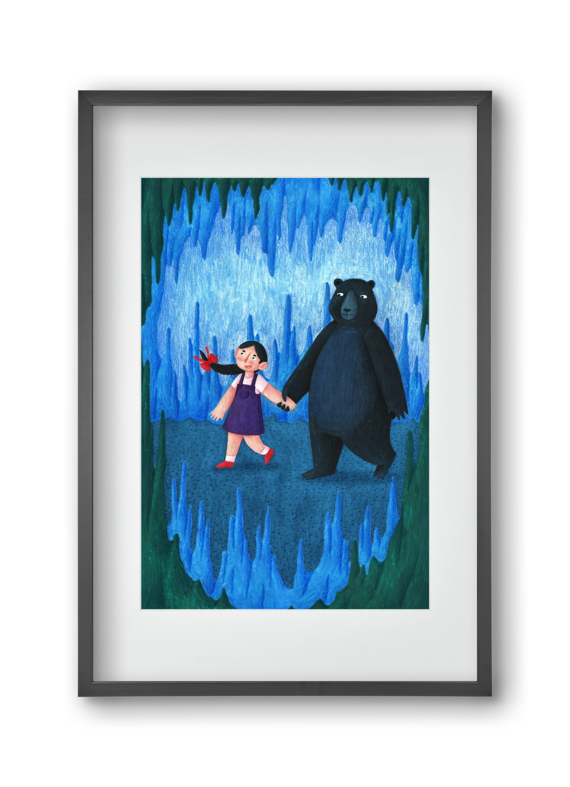 A kislány, aki mindenkit szeretett - Medve, 30x45 cm (20x30 cm), Fekete keret, paszpartuval