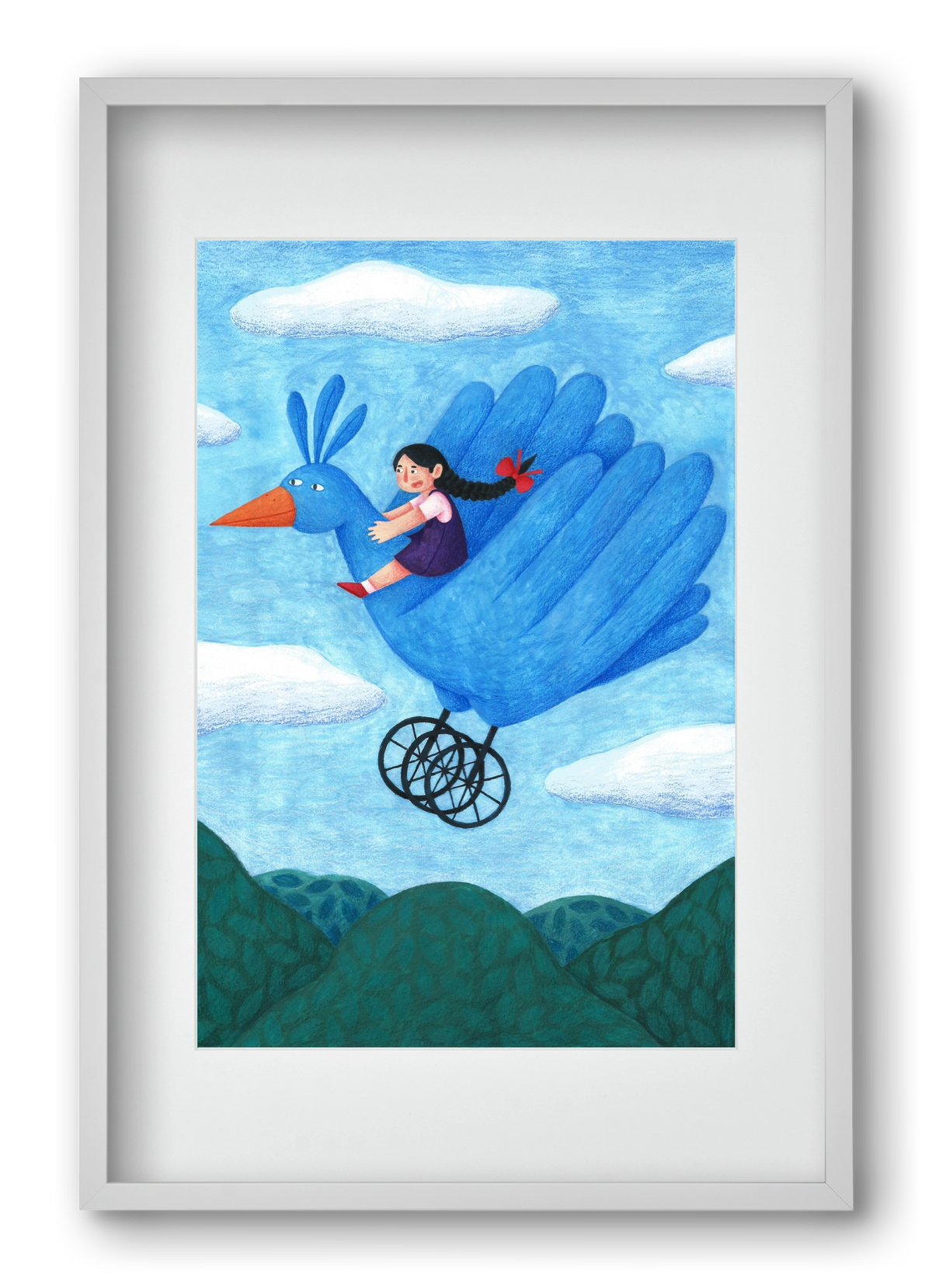 A kislány, aki mindenkit szeretett - Madár, 40x60 cm (30x45 cm), Fehér keret, paszpartuval