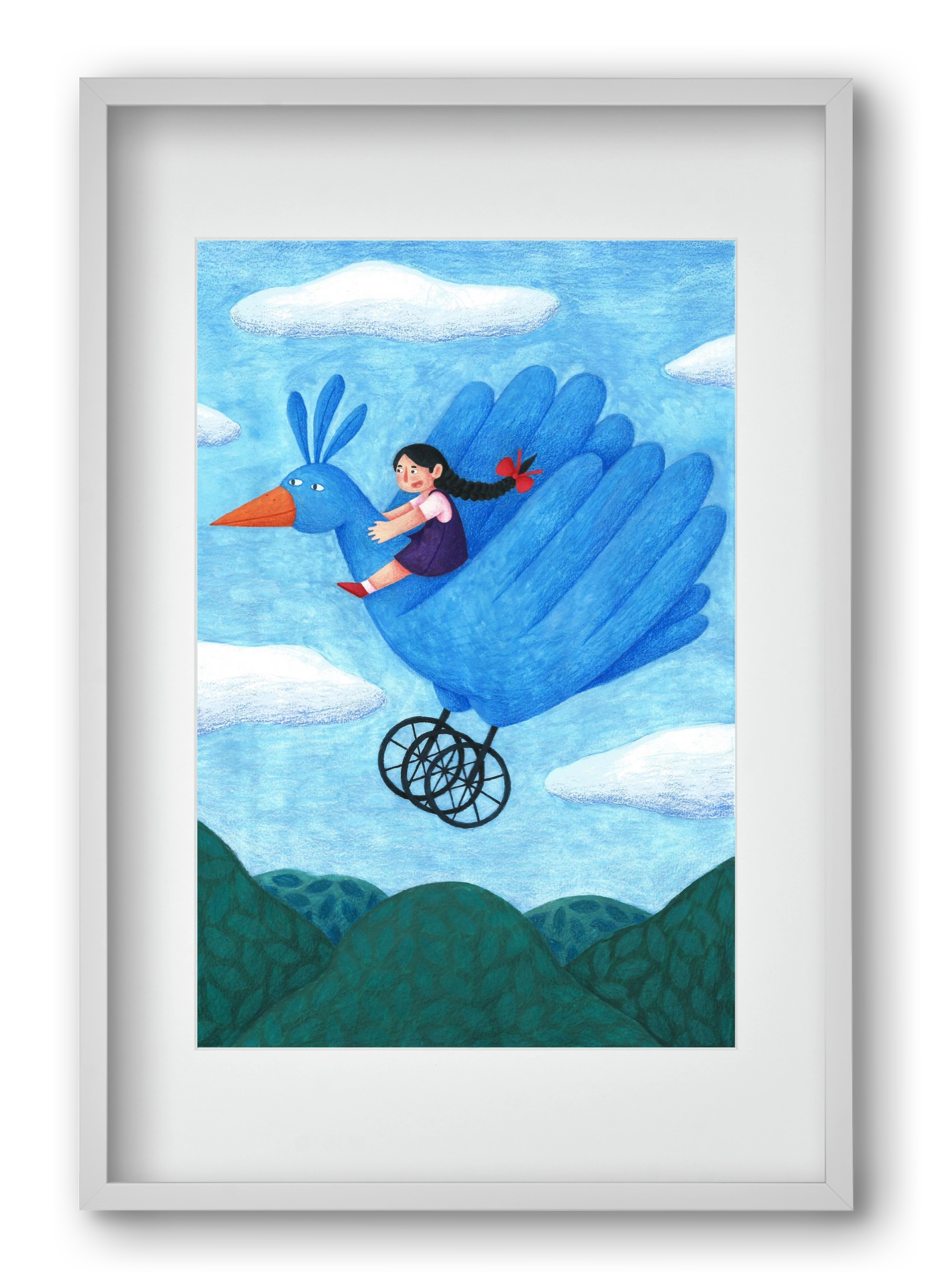 A kislány, aki mindenkit szeretett - Madár, 40x60 cm (30x45 cm), Fehér keret, paszpartuval