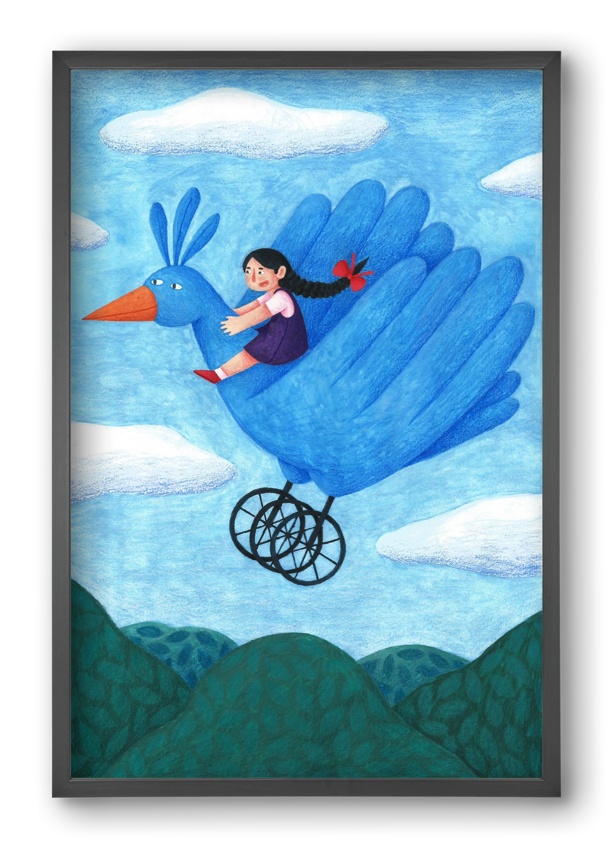 A kislány, aki mindenkit szeretett - Madár, 40x60 cm (40x60 cm), Fekete keret