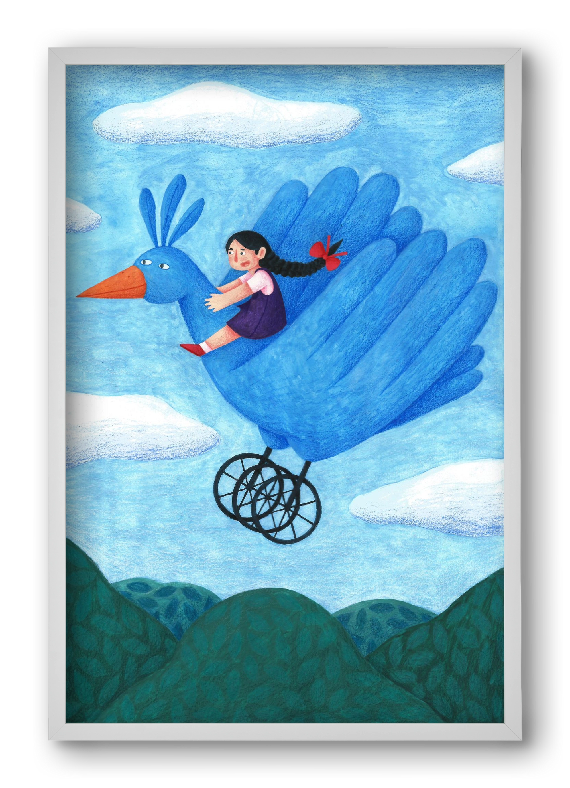 A kislány, aki mindenkit szeretett - Madár, 40x60 cm (40x60 cm), Fehér keret