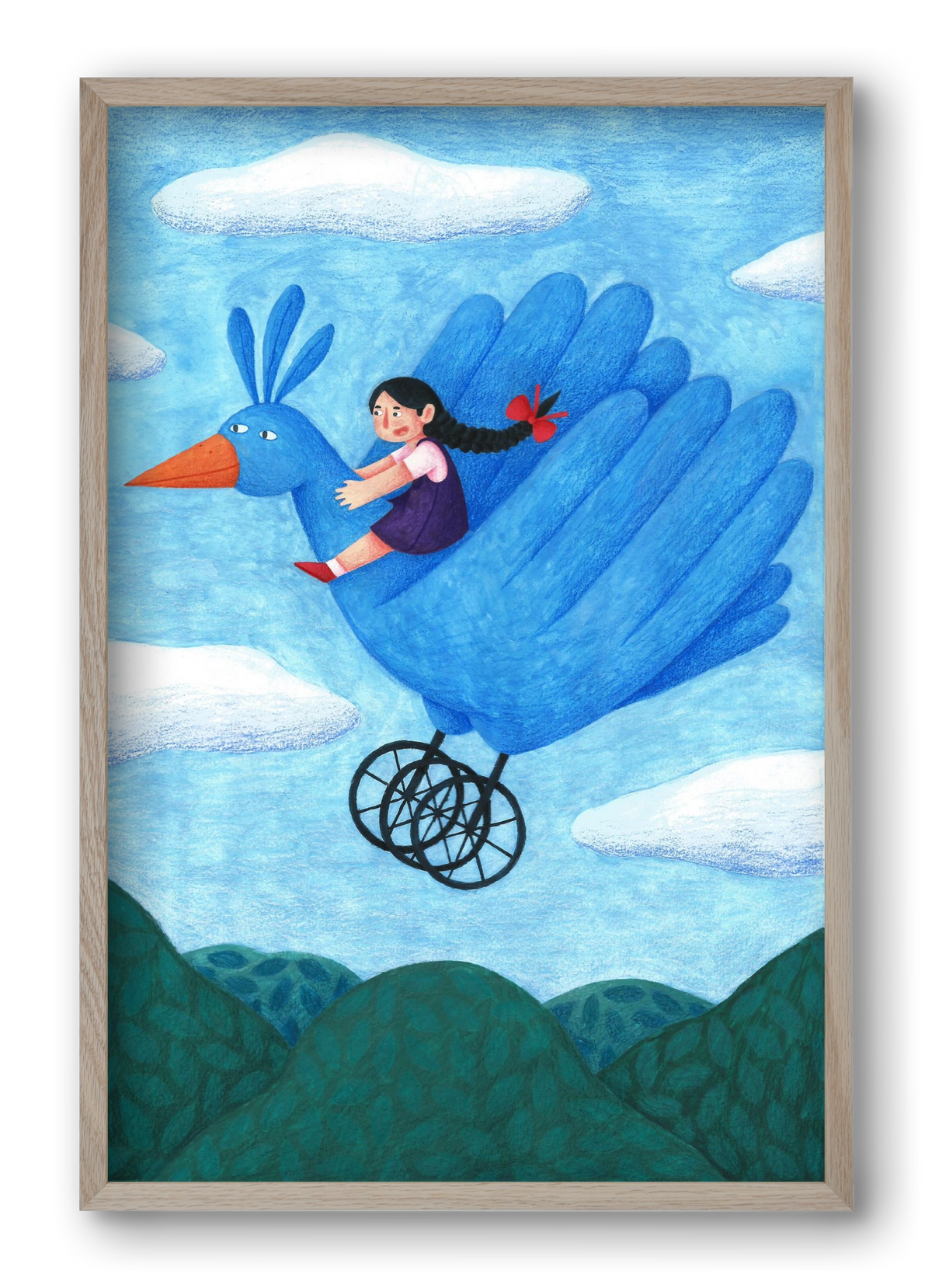 A kislány, aki mindenkit szeretett - Madár, 40x60 cm (40x60 cm), Tölgy keret