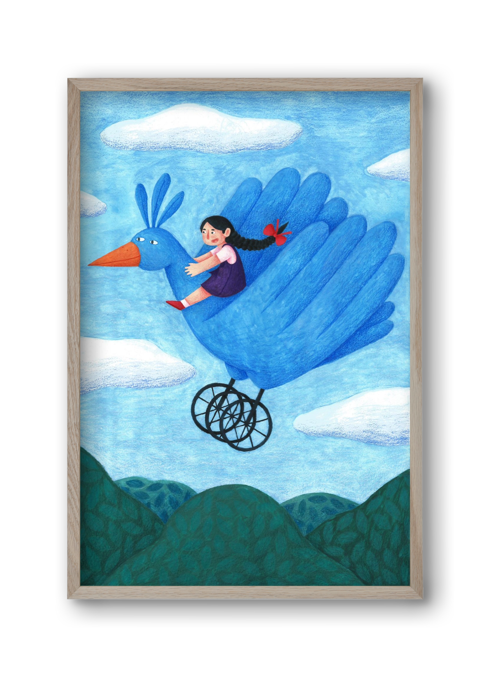 A kislány, aki mindenkit szeretett - Madár, 30x45 cm (30x45 cm), Tölgy keret