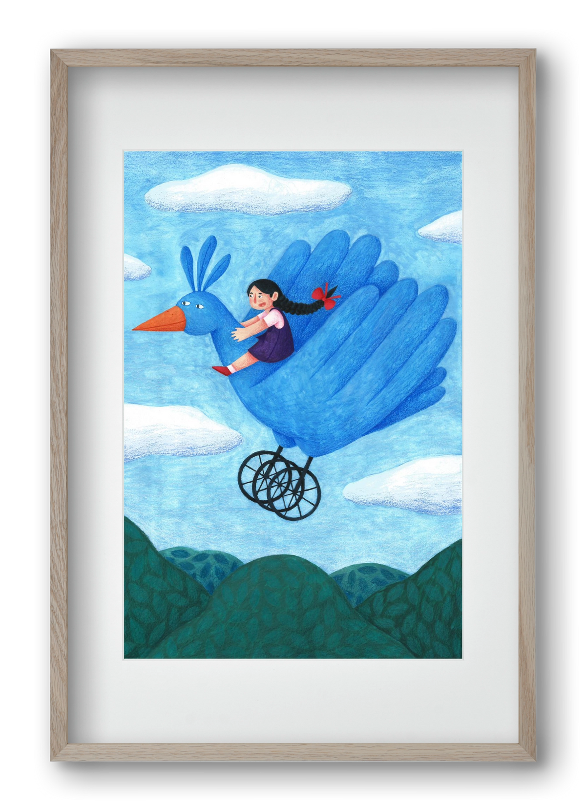 A kislány, aki mindenkit szeretett - Madár, 40x60 cm (30x45 cm), Tölgy keret, paszpartuval